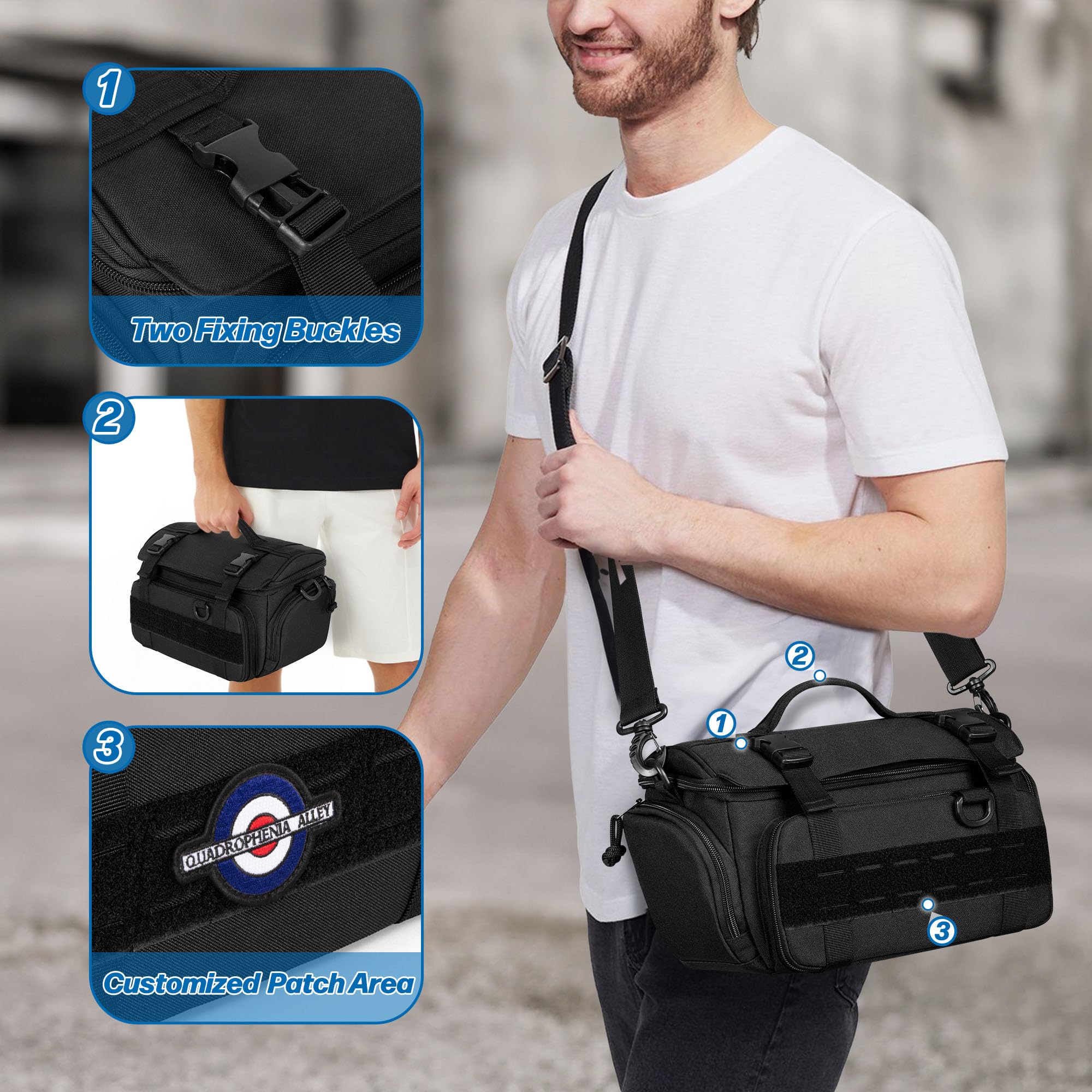PGmoon Torba na ramię kompatybilna z Nintendo Switch/Switch 2/ASUS ROG Ally, ochronna taktyczna torba na ramię z 18 kieszeniami na karty do gier i wieloma przegródkami na dok, zasilacz, kontrolery