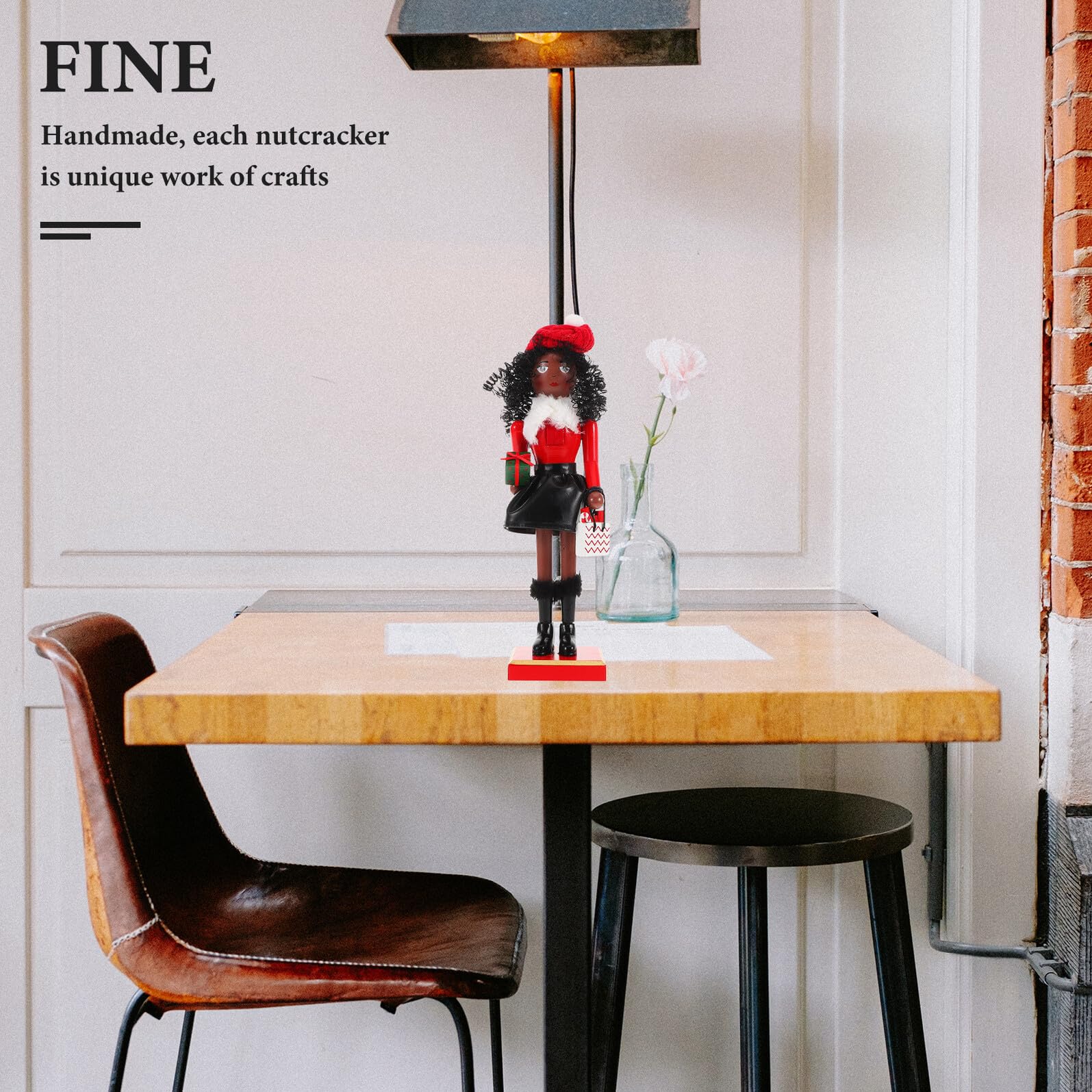 Lurrose Holz Nussknacker als Weihnachtsdeko Tischornament und Partyzubehör Handgefertigter Weihnachtlicher Nussknacker-Figur für Schreibtisch und Garten
