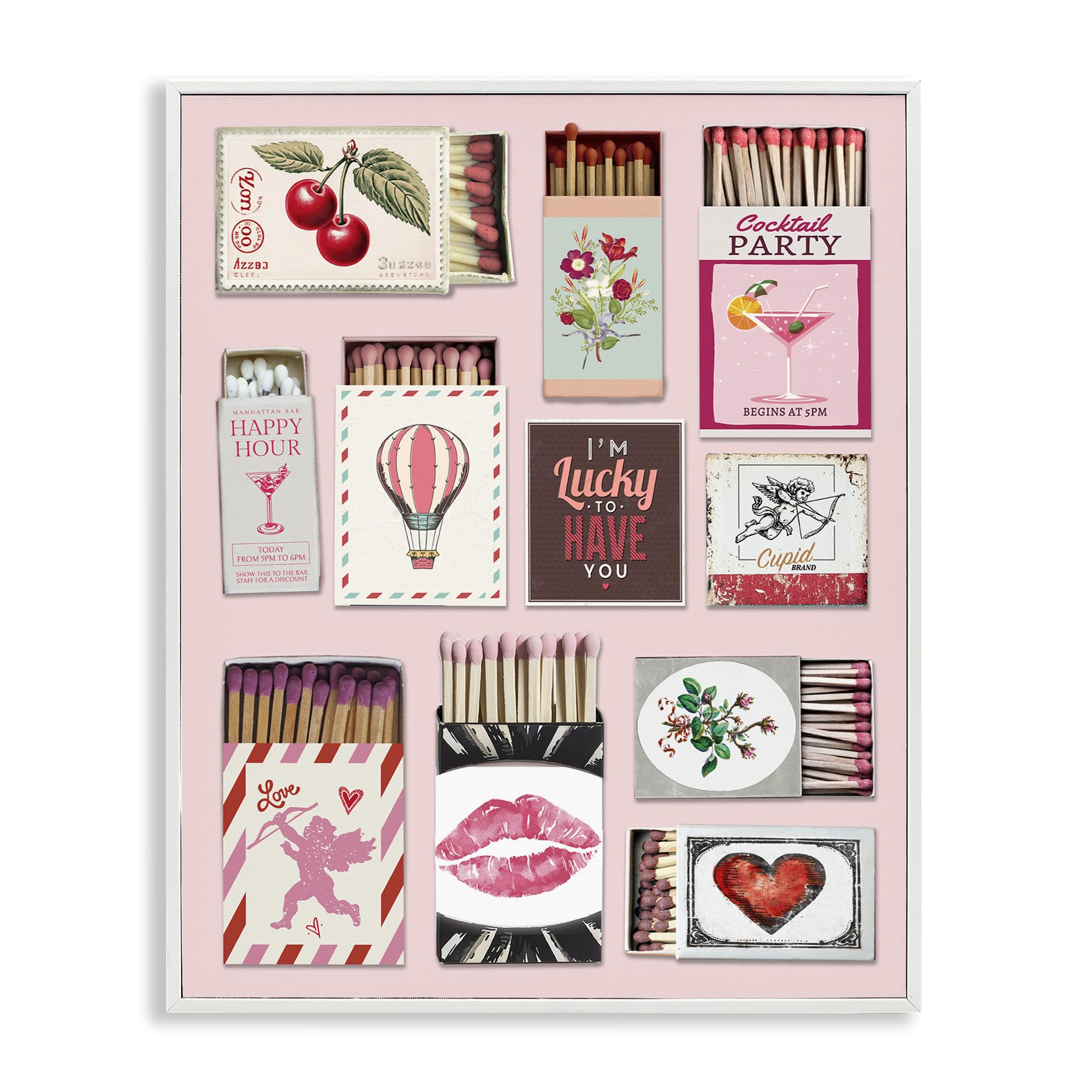 Vintage Romantic Matchbox Floral Heart, 16 x 20 Inch Framed Giclée Print