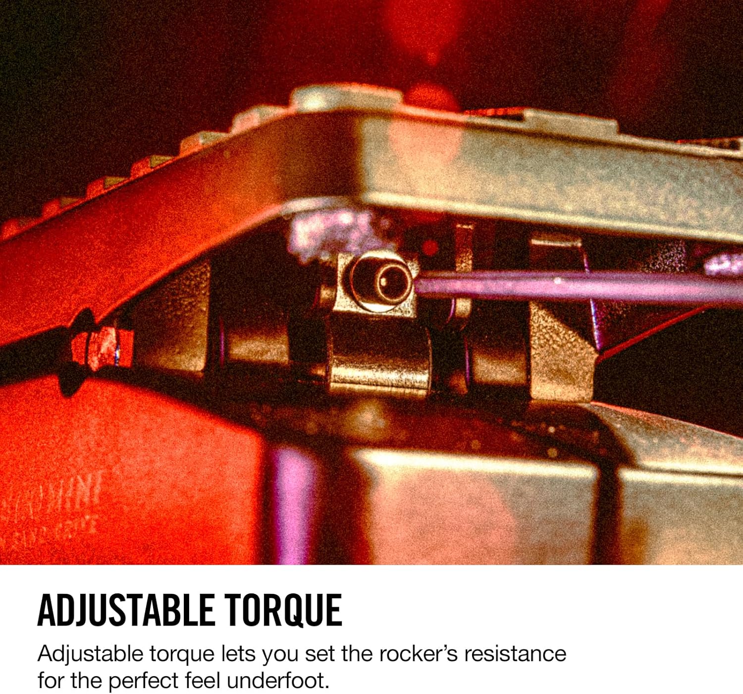 Close-up of the adjustable torque mechanism on the Jim Dunlop DVP4 Volume (X) Mini Pedal.