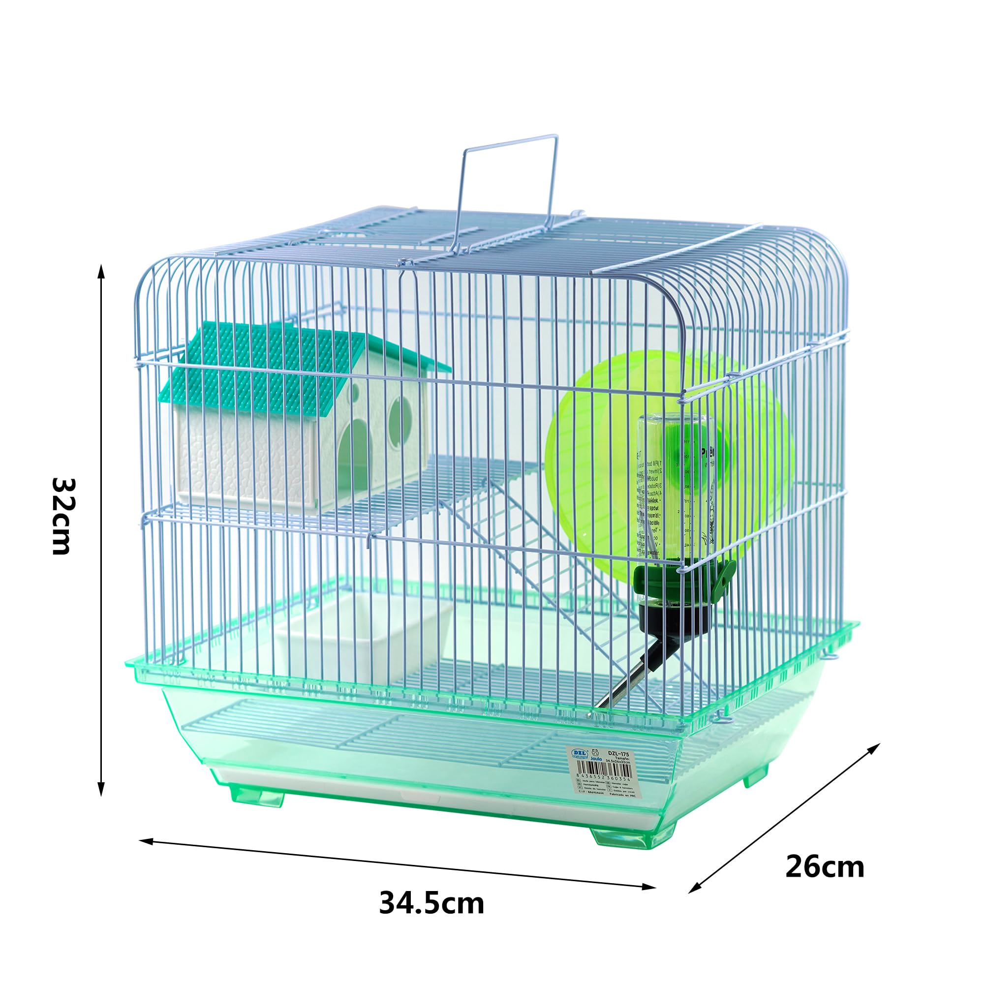 Jaula para Hámster Roborowski Jaula para Hamster jaulas Hamsters pequeña Bebedero comedero (175VERDE) — view 6