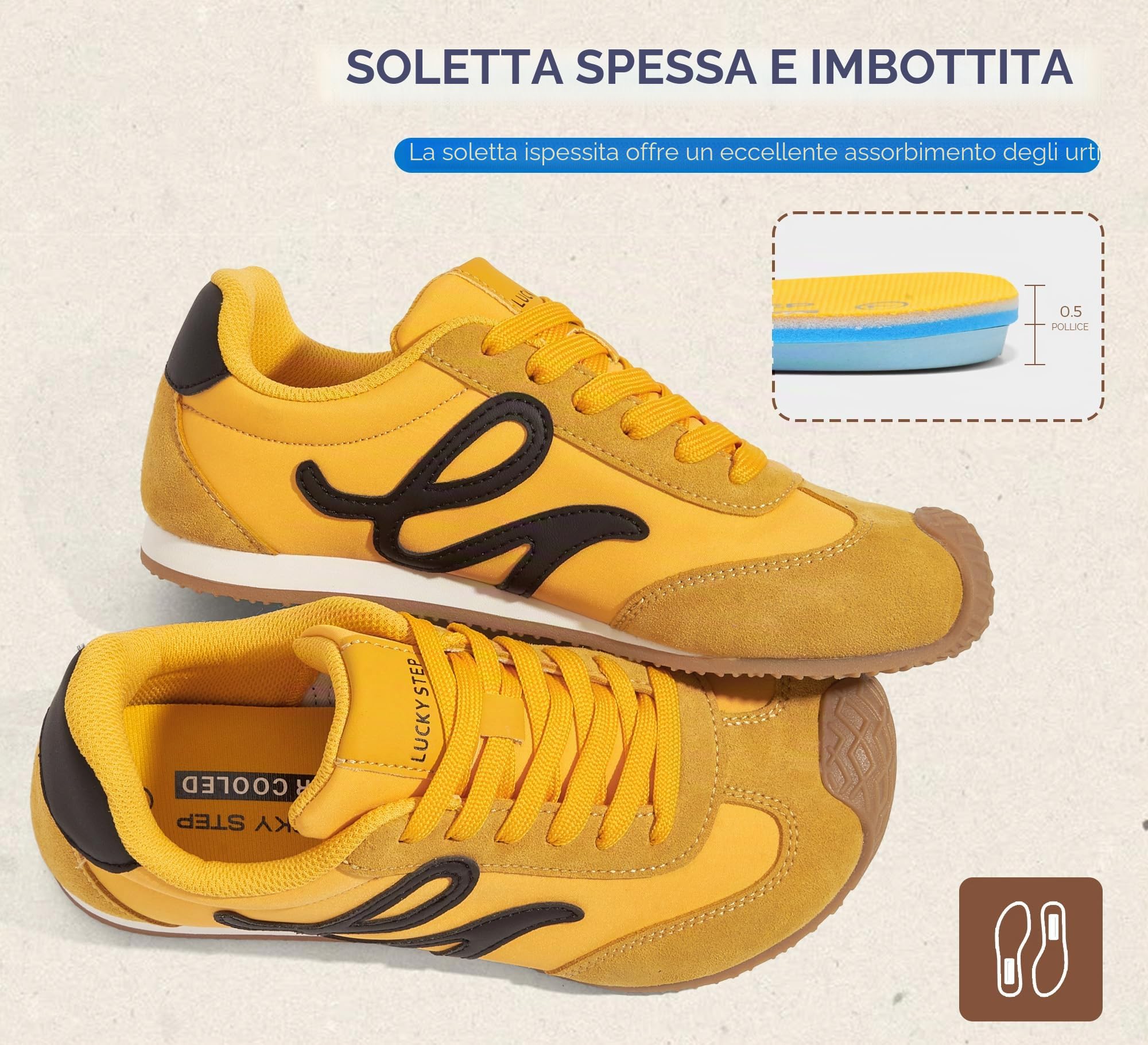 LUCKY STEP Scarpe da Tennis Retro per Donna – Sneaker Classiche Casual in Pelle Genuina con Suola Sottile e Leggera, Eleganti e comode