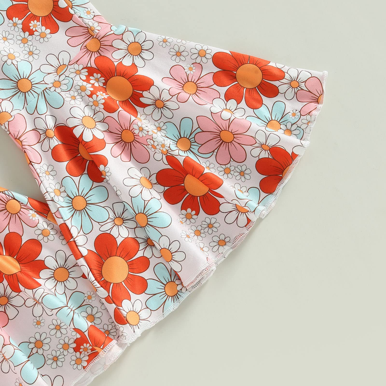 SAYOO Conjunto de 3 piezas de verano para niñas pequeñas, conjunto de cumpleaños con letras y borlas, diseño floral, pantalones largos acampanados