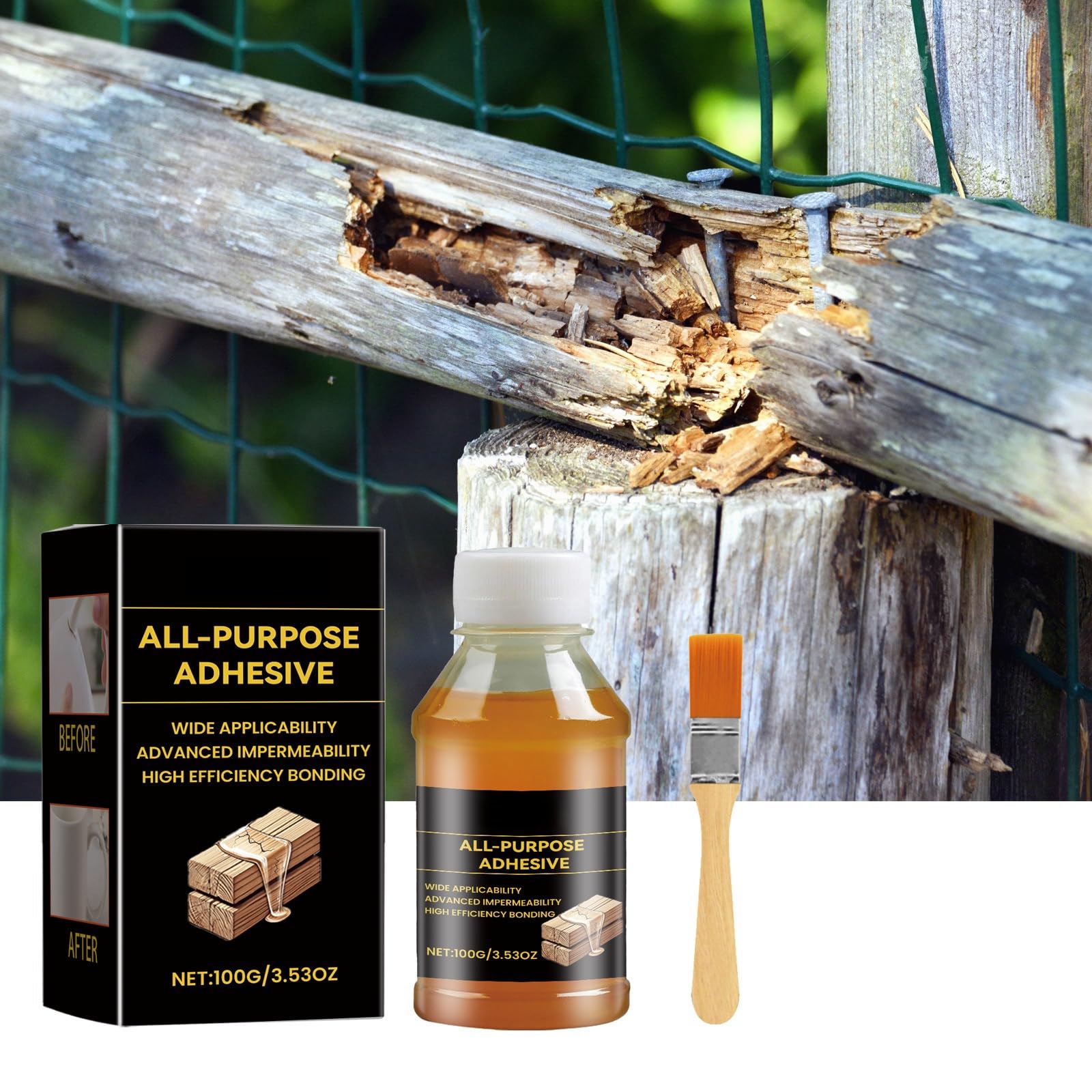 All-Purpose Adhesive 100g, Fast-Drying Natural Curing Glue for Wood, Leather, Glass, Multi-Purpose Repair Glue with Brush, Strong Bonding for Crafting, Repairs, DIY Projects, Home & Office Use