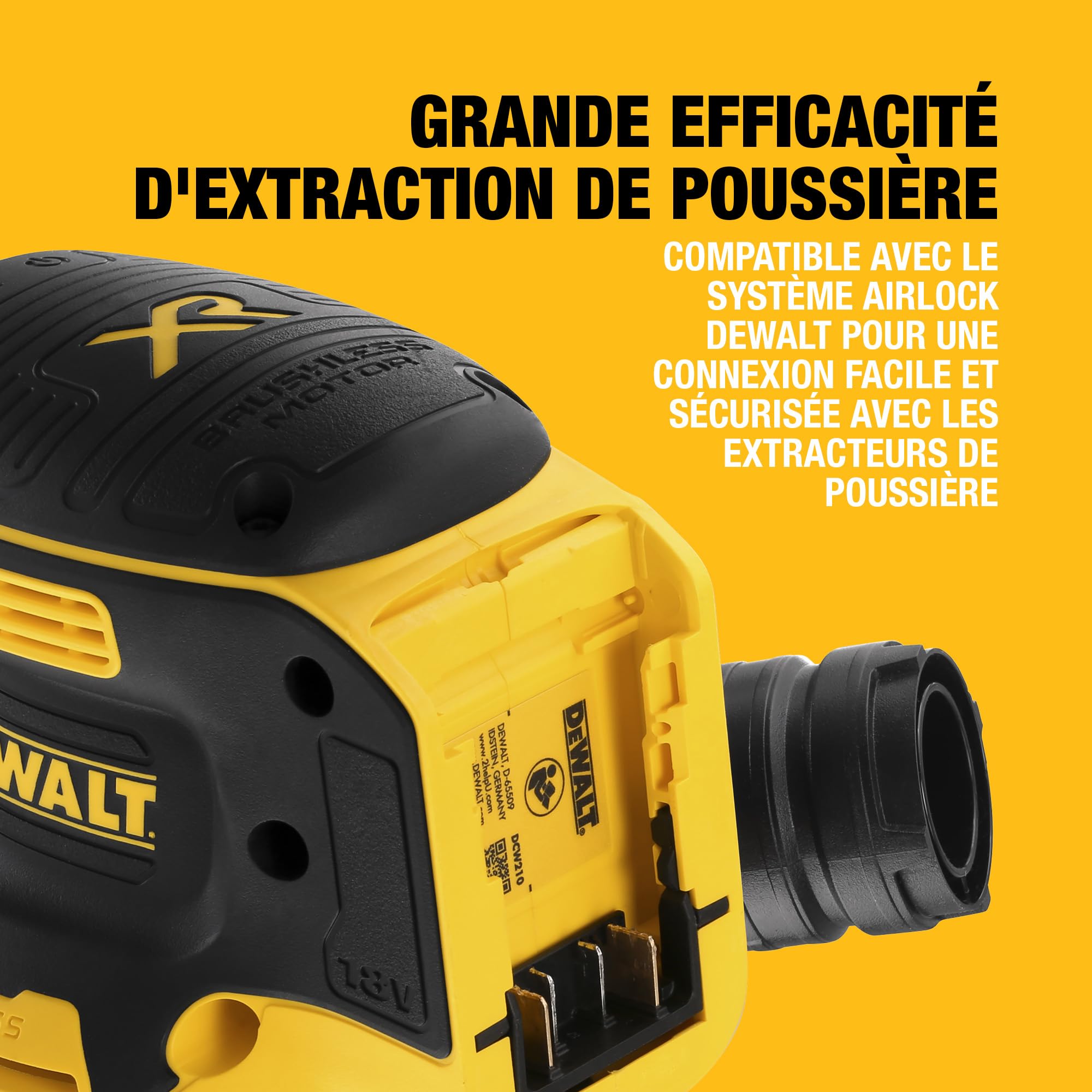 DEWALT - Ponceuse excentrique sans fil XR 18V Brushless, 125mm, Unité nue, DCW210N-XJ