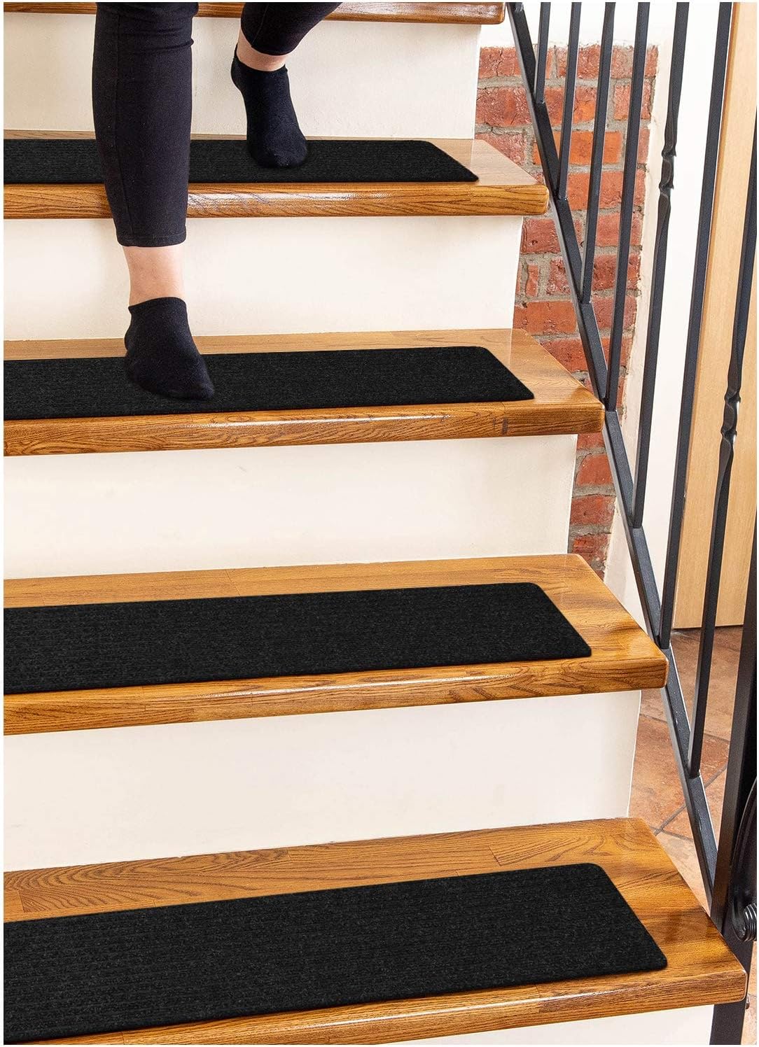FINEHOUS Carpet Stair Treads NonSlip 8 Inx30 In Dark Gray (15Pack