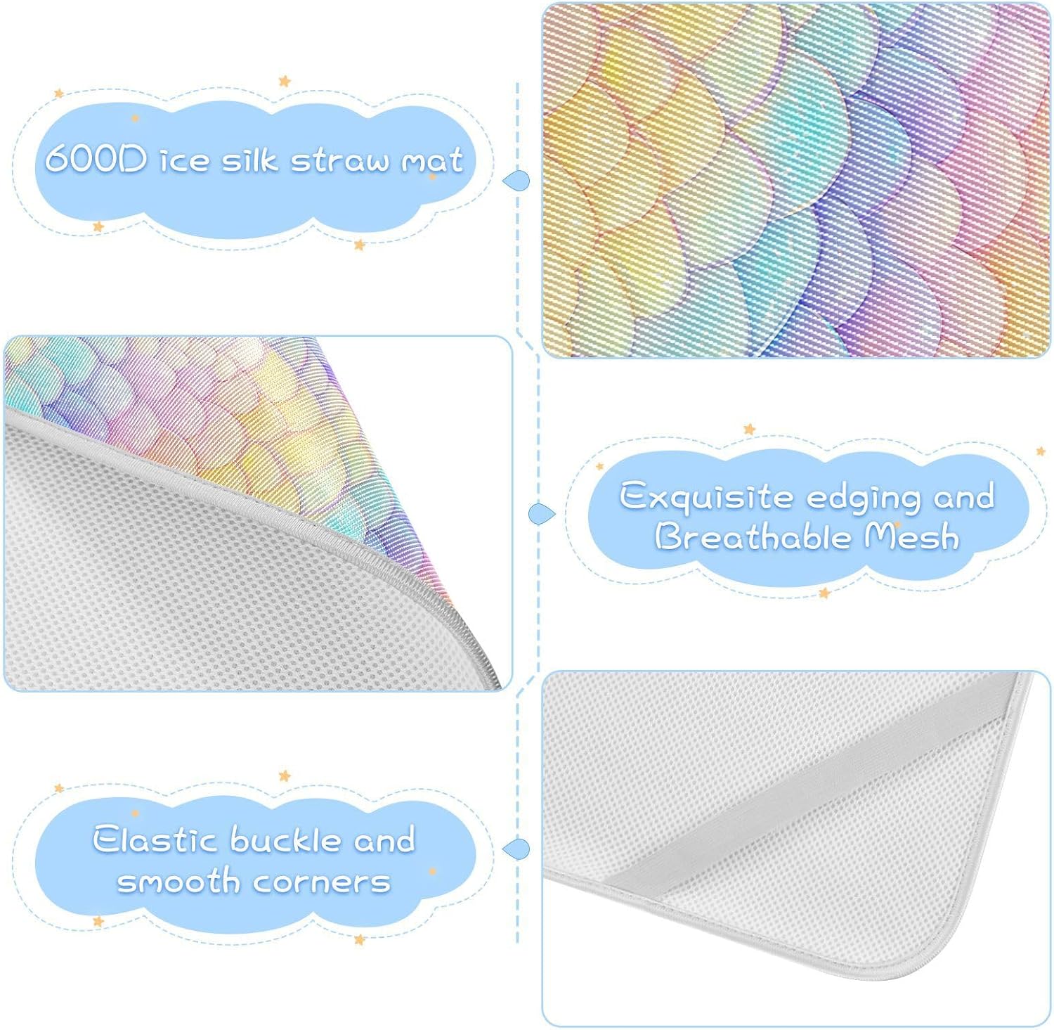 Rainbow Dragon Scales Glittering Cooling Baby Fitted Crib Mattress 28" x 52" Ultra Soft Bed Pads Washable for Kids, Adult