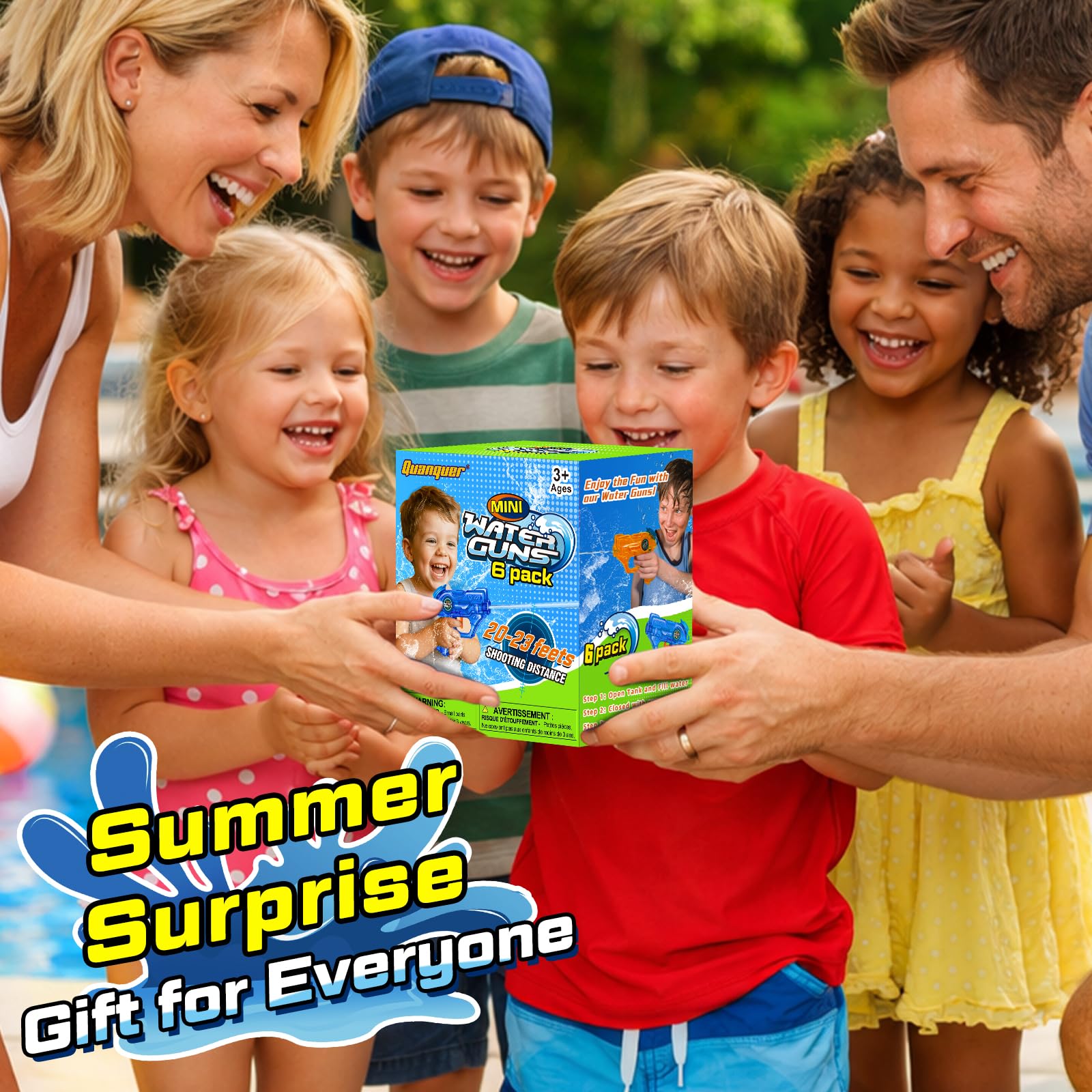 Quanquer Water Gun Kids 6 Pezzi, Piccole Pistole a Spruzzo Gamma 7 Metri 150ml, Serbatoio dell'acqua Estiva Super Water Soaker Asser Gun per Giocattoli da Esterno Beach Pool Watergun (set da 6)