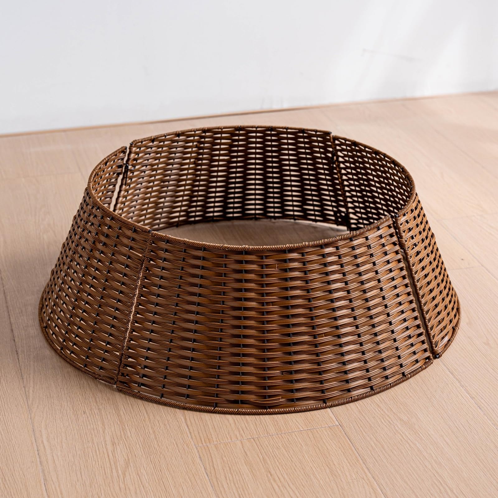 Odot Jupe de Sapin de Noël Rotin 120-150cm, Jupe de Sapin de Noël Osier Cache-Pied de Sapin Tressé en Rotin pour Support de Décoration de Fête à La Maison de Vacances (Beige Blanc,58 * 75 * 26cm)
