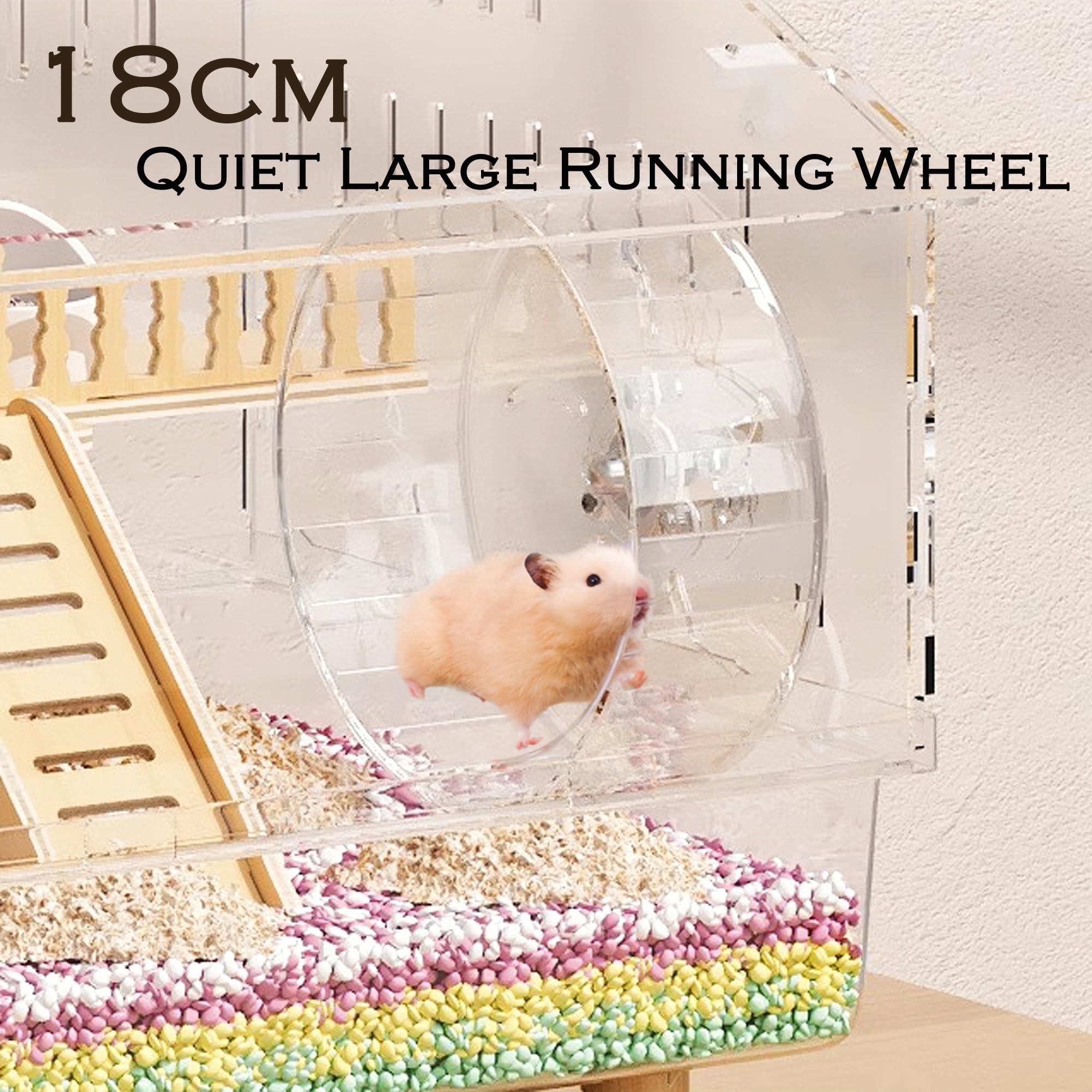 Jaula acrílica 8 en 1 para hámster con todos los accesorios, casa de hámster de 2 capas con visión totalmente transparente, jaula abierta para ratones de mascotas, hábitat de hámster para hámsters