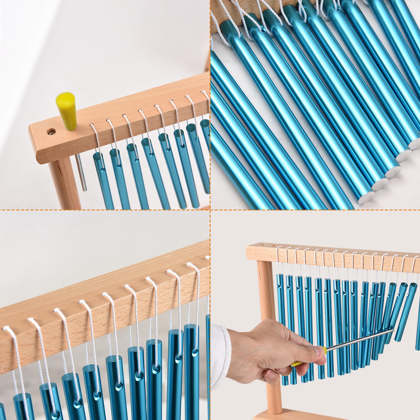 Windspiel-Schlaginstrumente, 20-Noten-Glockenspiel, einreihiges Tisch-Windspiel mit Schlägel für entspannende Meditation, heilender Klang, Desktop-Dekoration (Blau)