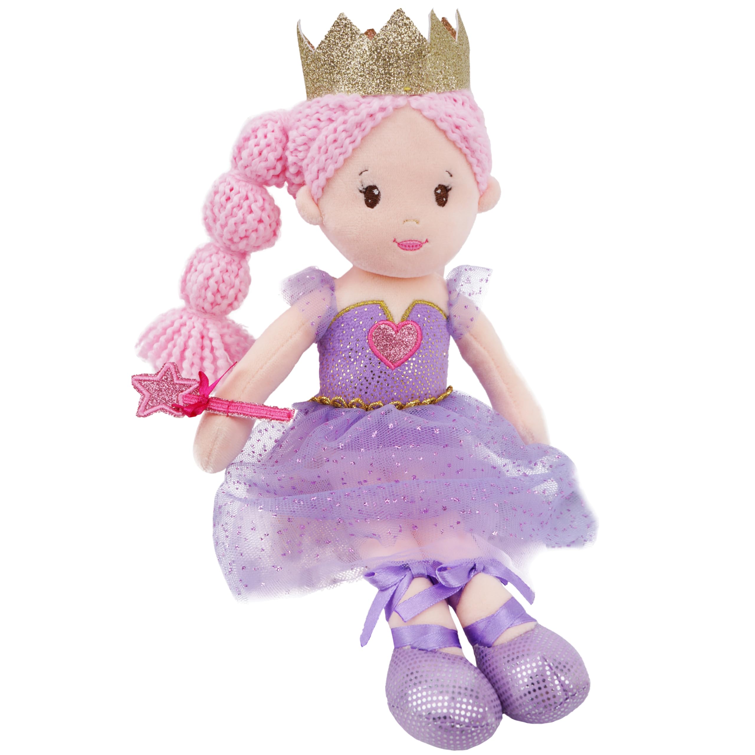 Lullaberry 30cm Soft Baby Princess Doll Violet - Stuffed Cuddly Princess Plush Gifts for Toddler Girls - Violet Dress