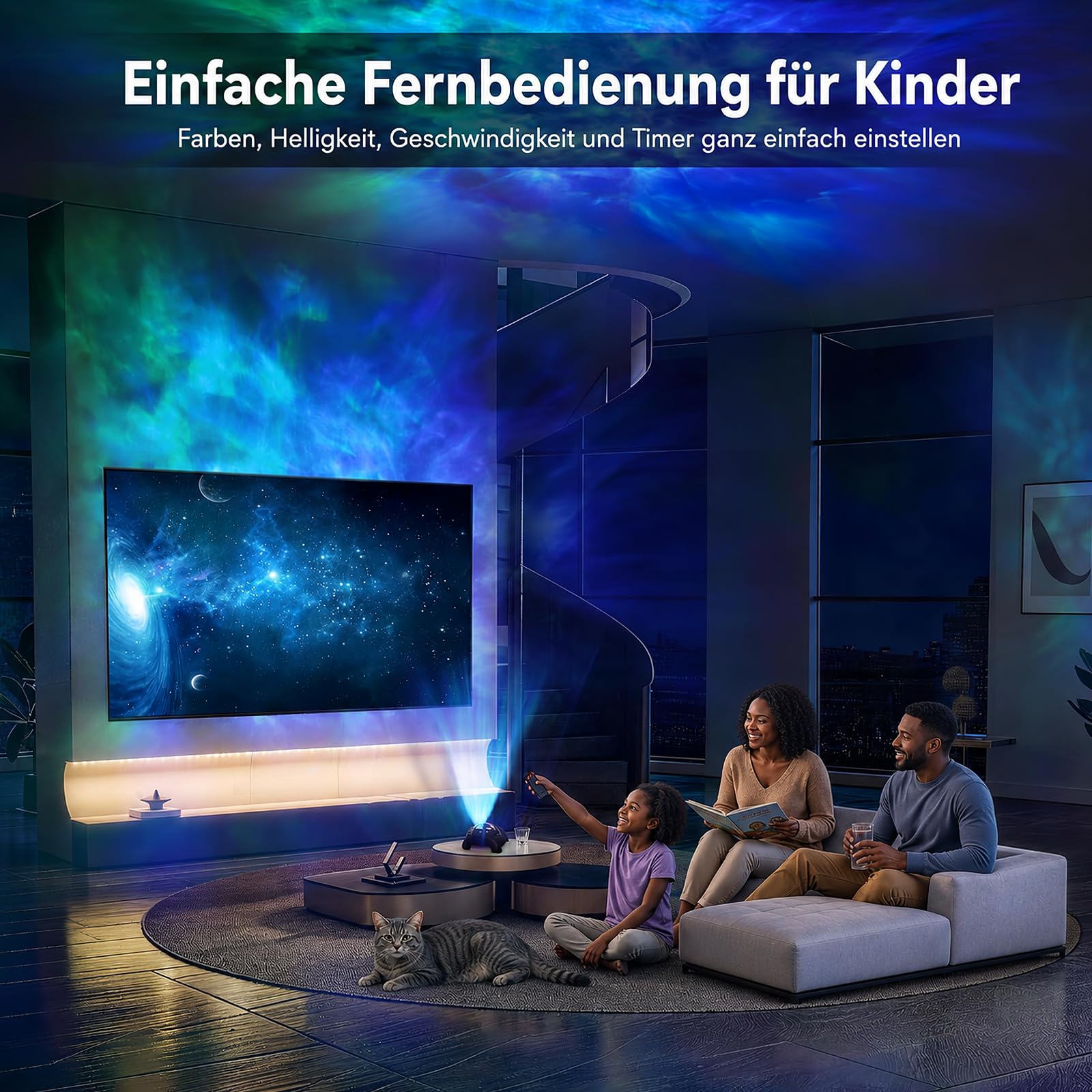 PRANITE Sternenhimmel-Projektor, Star Projector for Bedroom with 58 Light Effects,Dual Lens Night Light Projector with White Noise & Bluetooth Speaker, Remote Timer, Room Decor Gift for Kids Adults