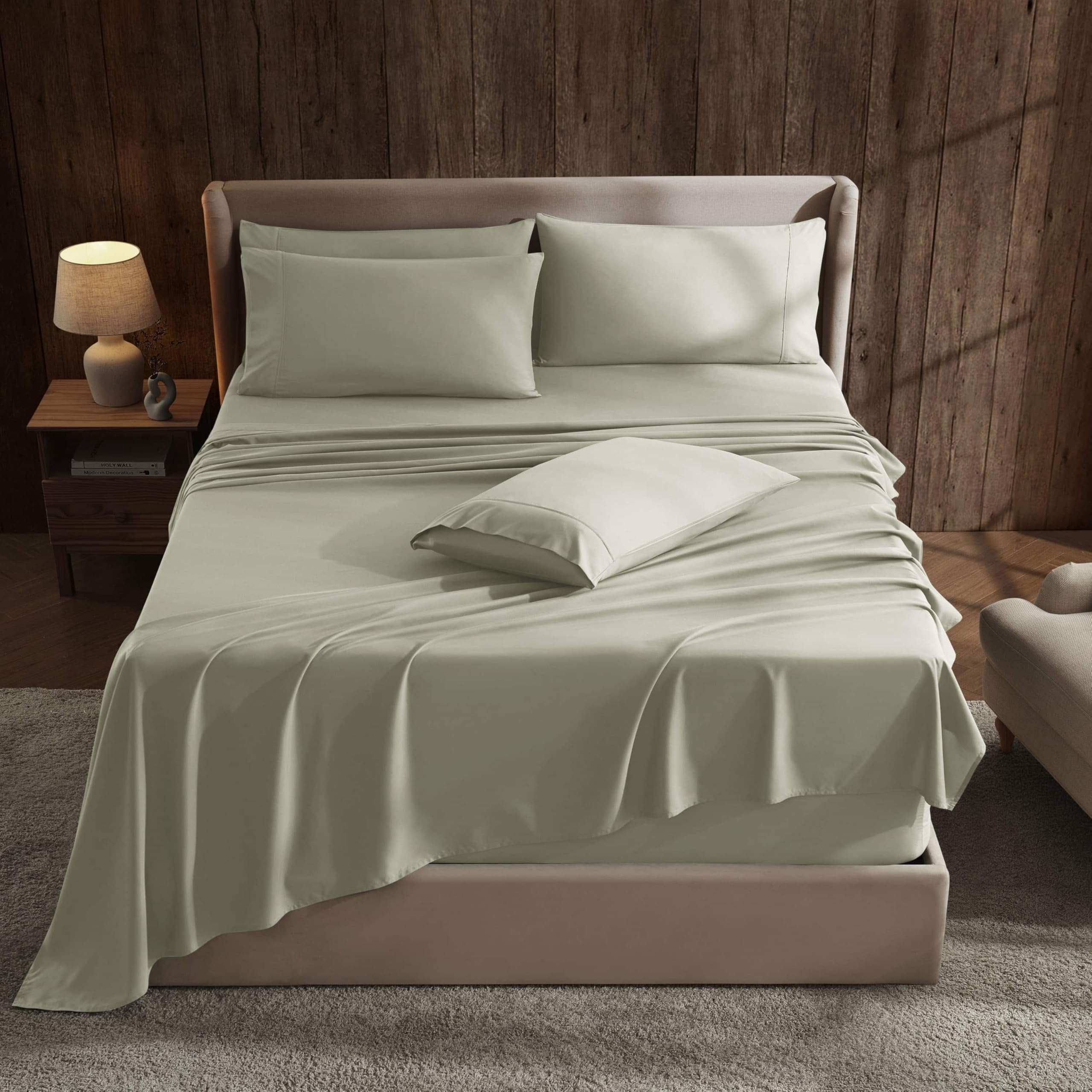 Hearth Harbor Extra Deep Pocket Sheet Sets Luxury Soft 6 Piece Bed Sheet Set Fits Mattress 18-24 Inches
