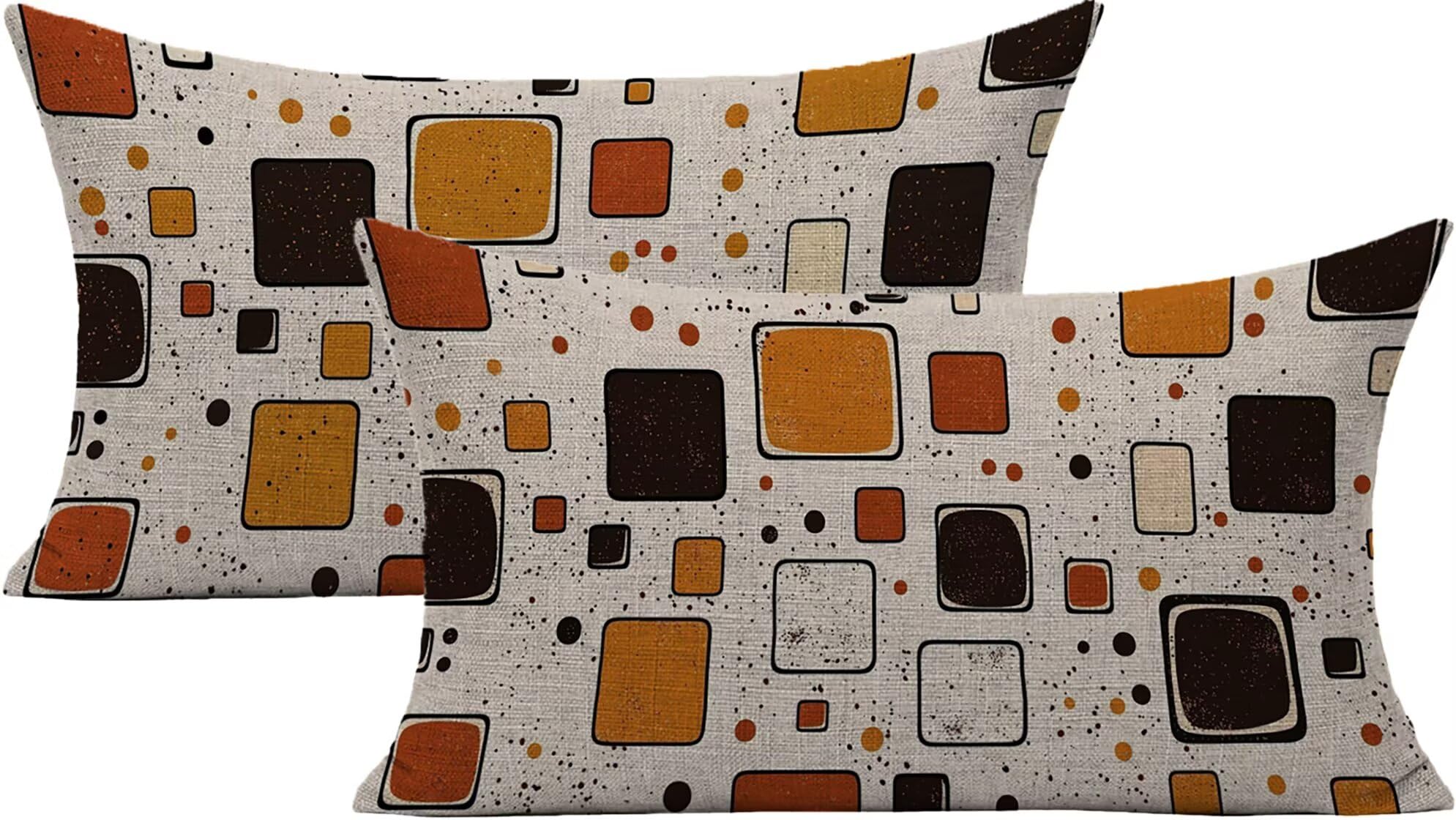 Housse de coussin extérieur imperméable lot de 2 avec lin et fermeture invisible beige