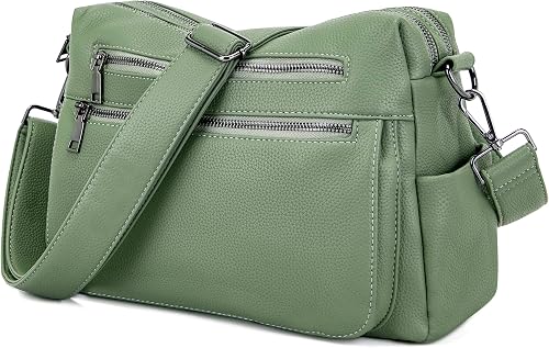 Purse Women Leather Large Work Tote Crossbody Shoulder Bags with 10 Pockets