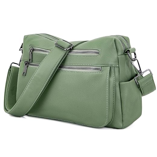 Purse Women Leather Large Work Tote Crossbody Shoulder Bags with 10 Pockets