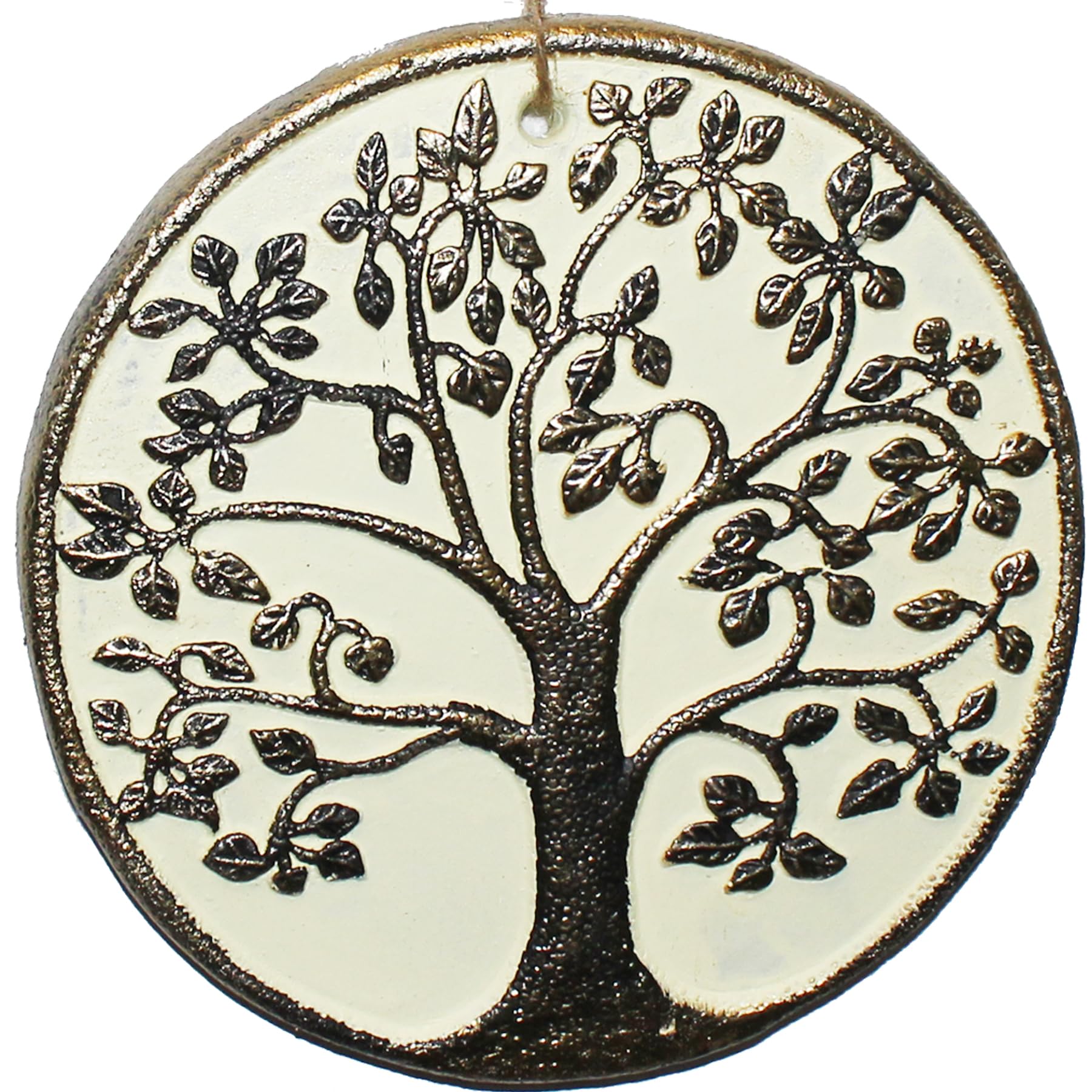 Widdle Gifts Grey Tree Of Life Plaque Hanging Garden Ceramic Ornament 16Cm - Beige