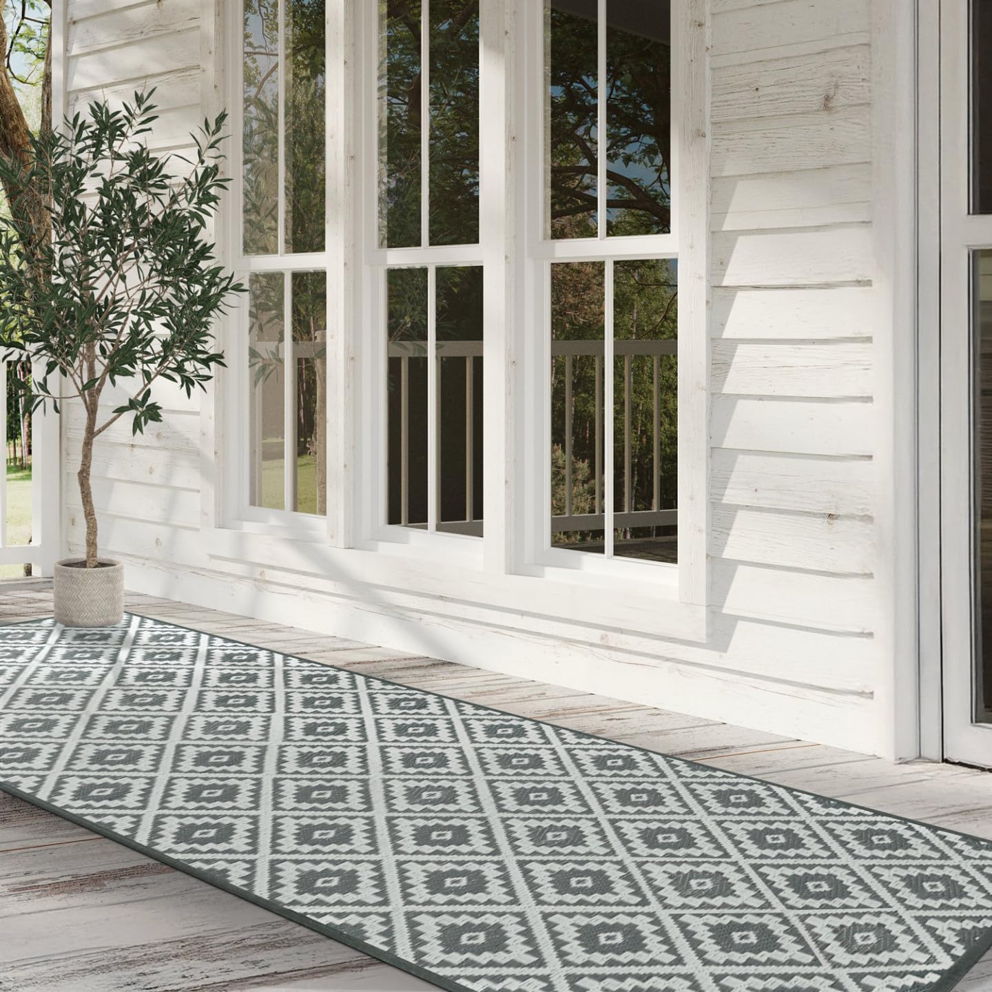 IDMarket - Tapis extérieur Bahamas Gris 80 x 250 CM