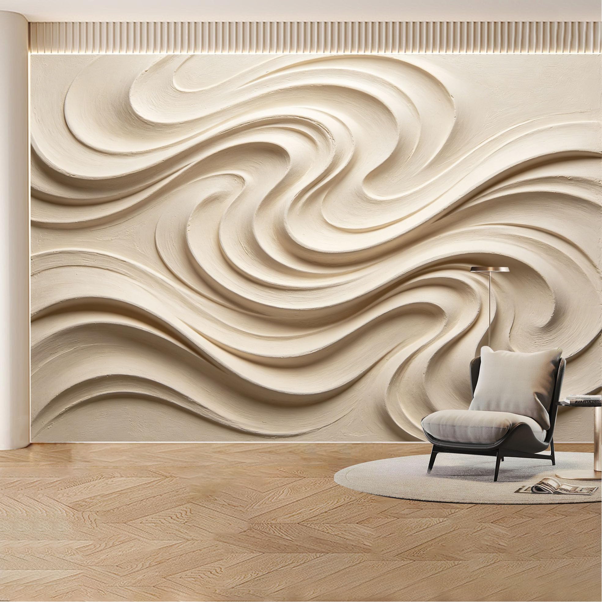 Custom Wall Mural Wallpaper Abstract Swirl Texture， 3D Effect Wall Decor Large Wall Art， Minimalist Luxury Removable SelfAdhesive Large Photo for Living Room， Bedroom， Office
