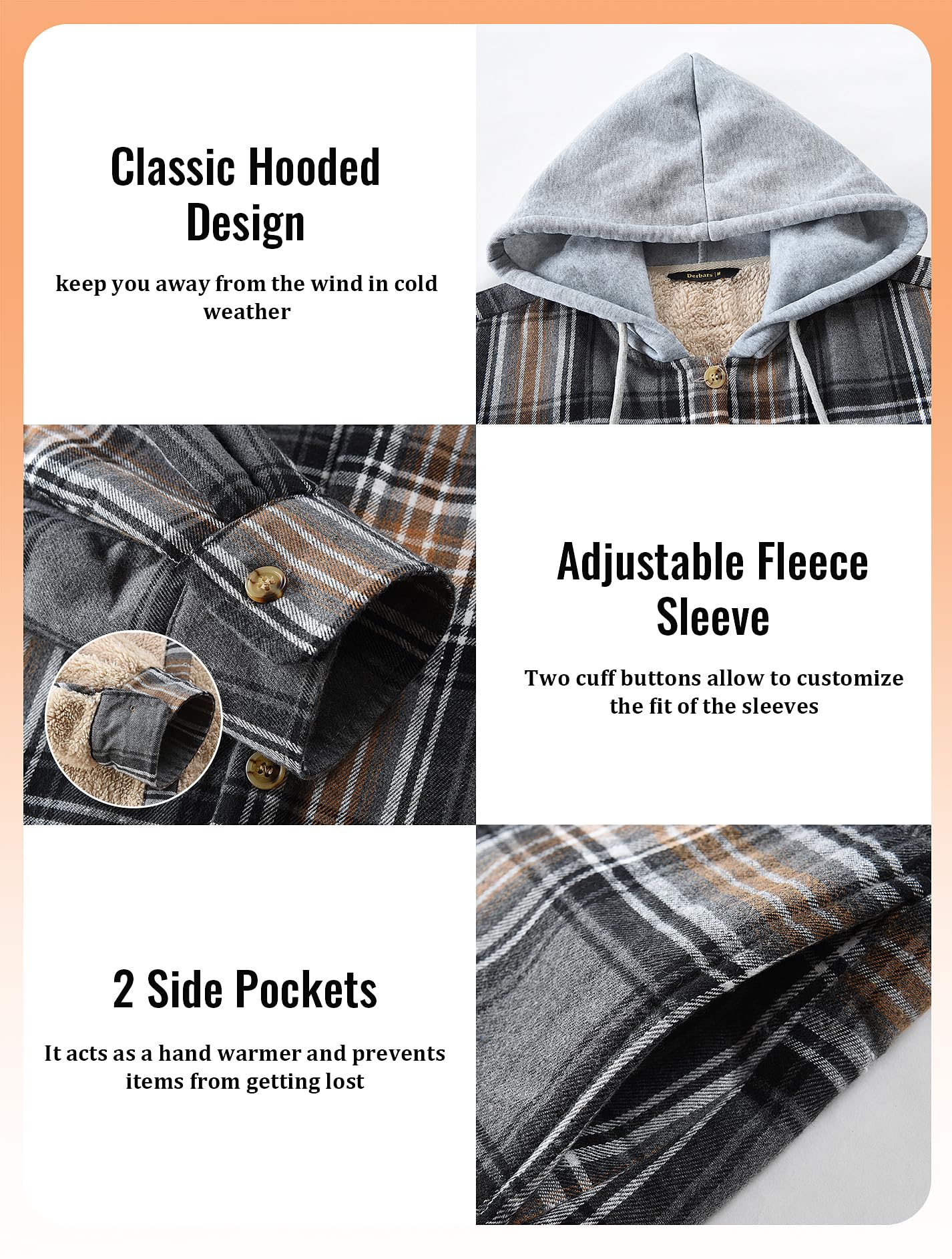 Damen Sherpa Gefüttert Flanell Hemdjacke Baumwolle Plaid Fleece Button Down Jacken mit Kapuze für Frauen