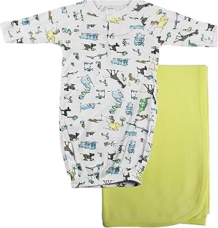 bambini Print Infant Gown and Recieving Blanket - Newborn