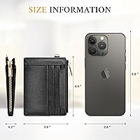Vista 7 de Sodsay Estuche para tarjetas, cartera delgada con bolsillo frontal, para mujer, sujetatarjetas con llavero