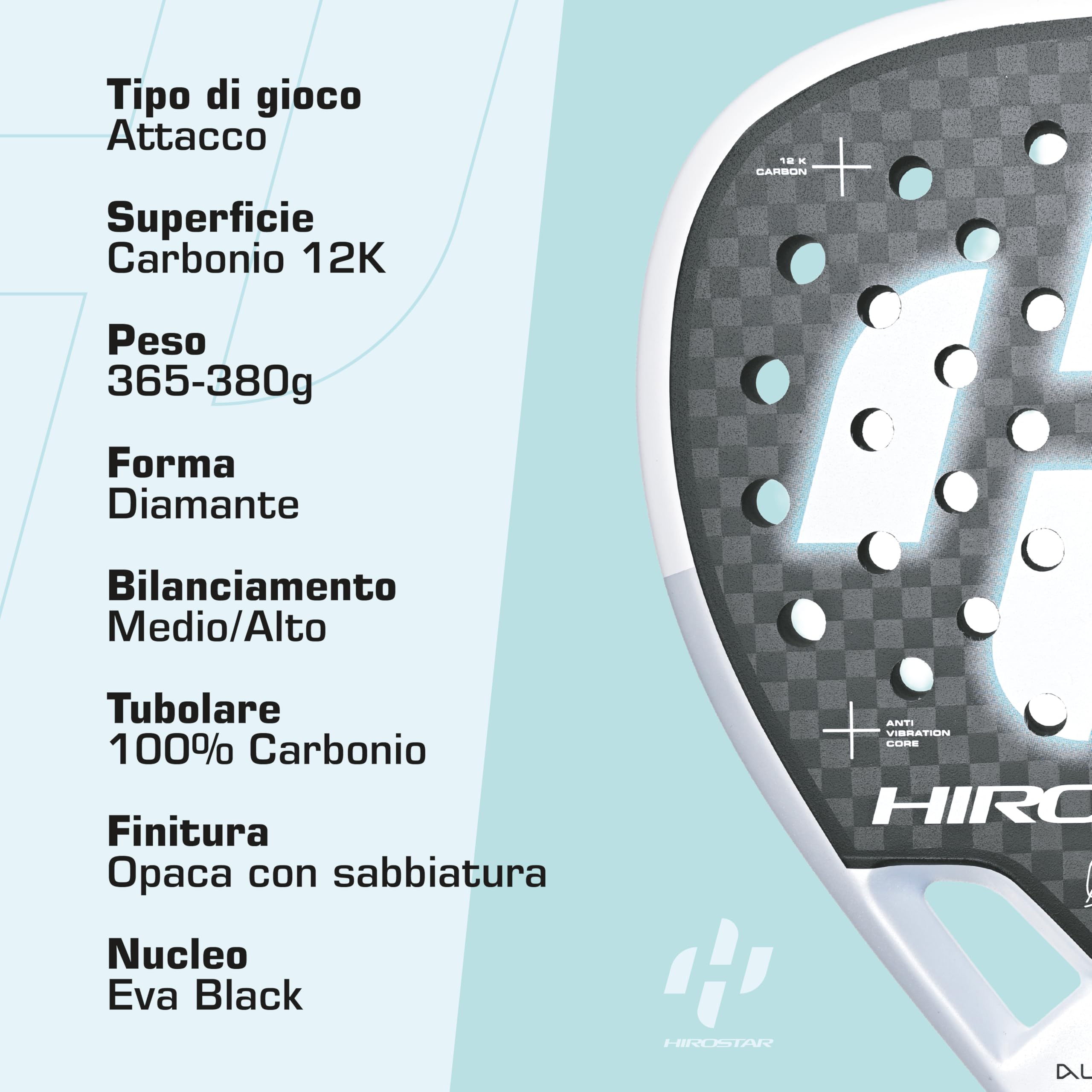 Racchetta Padel Alien 2025 | Racchetta da Padel Con Forma a Diamante, 100% Carbonio 12K, Bilanciamento Medio/Alto, Peso 365g - 380g