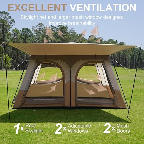 Miniatura 4 de Vidalido Tiendas, tienda de campaña para 6 a 8 personas con vestíbulo extendido, 2 tiendas familiares resistentes a la intemperie, fácil de