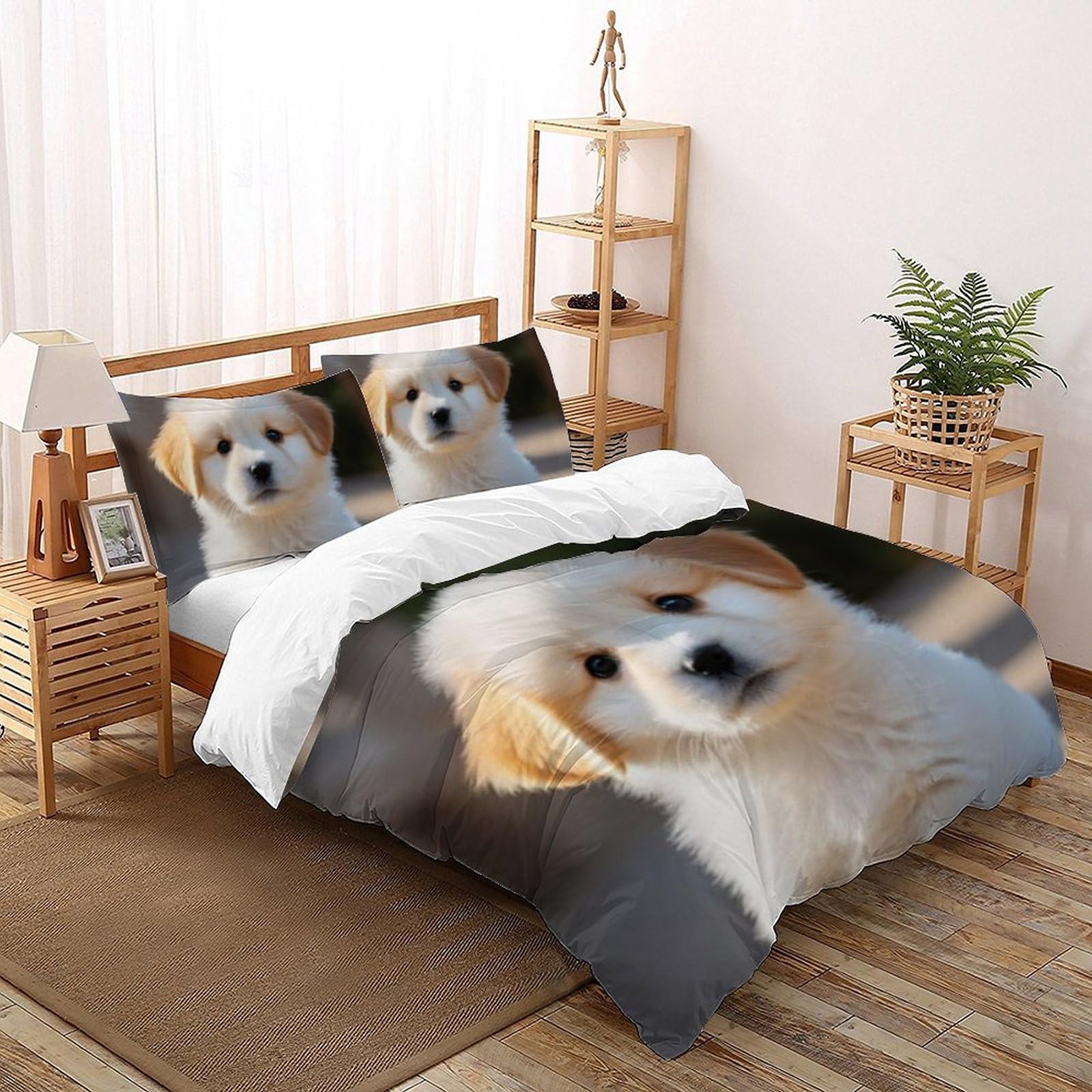 Housse de couette chiots hypoallergénique microfibre lit king size
