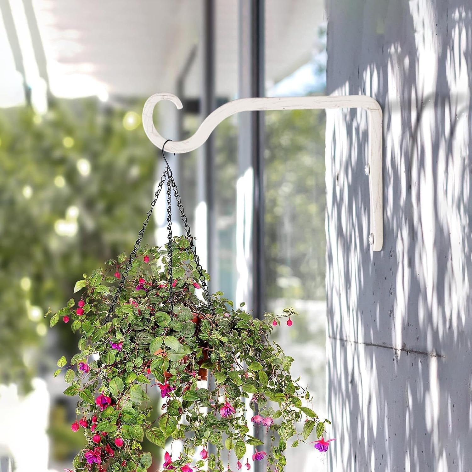 BOLITE Plant Hangers, 6 Inch Hanging Plant Brackets Outdoor Indoor, Wall Hooks for Hummingbird Feeders, Bird Feeders, Planters, Lanterns, Wind Chimes, Home Decor, 2 Pack, White, Gifts for Women Men