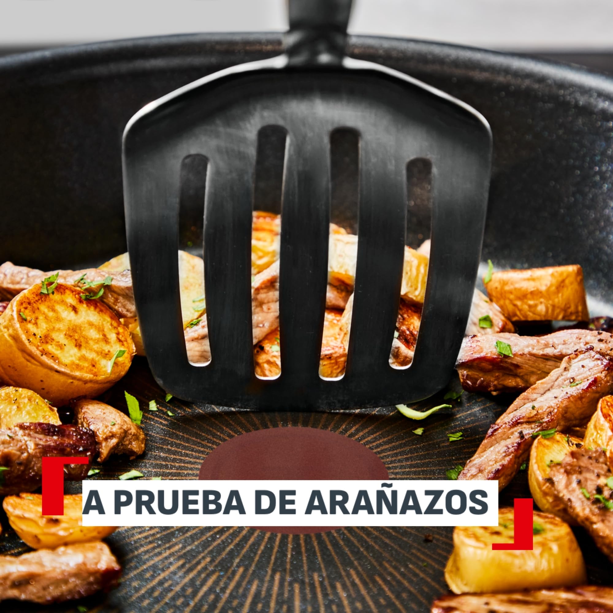 Tefal Explore - Set de 2 Sartenes 24/28 cm, Mango fijo, Aluminio, Recubrimiento FusionCore Antiadherente, Apto inducción, Thermo-Signal
