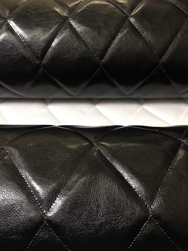 Tela acolchada de cuero sintético brillante negro con tapicería de respaldo de espuma de 38" luvfabrics