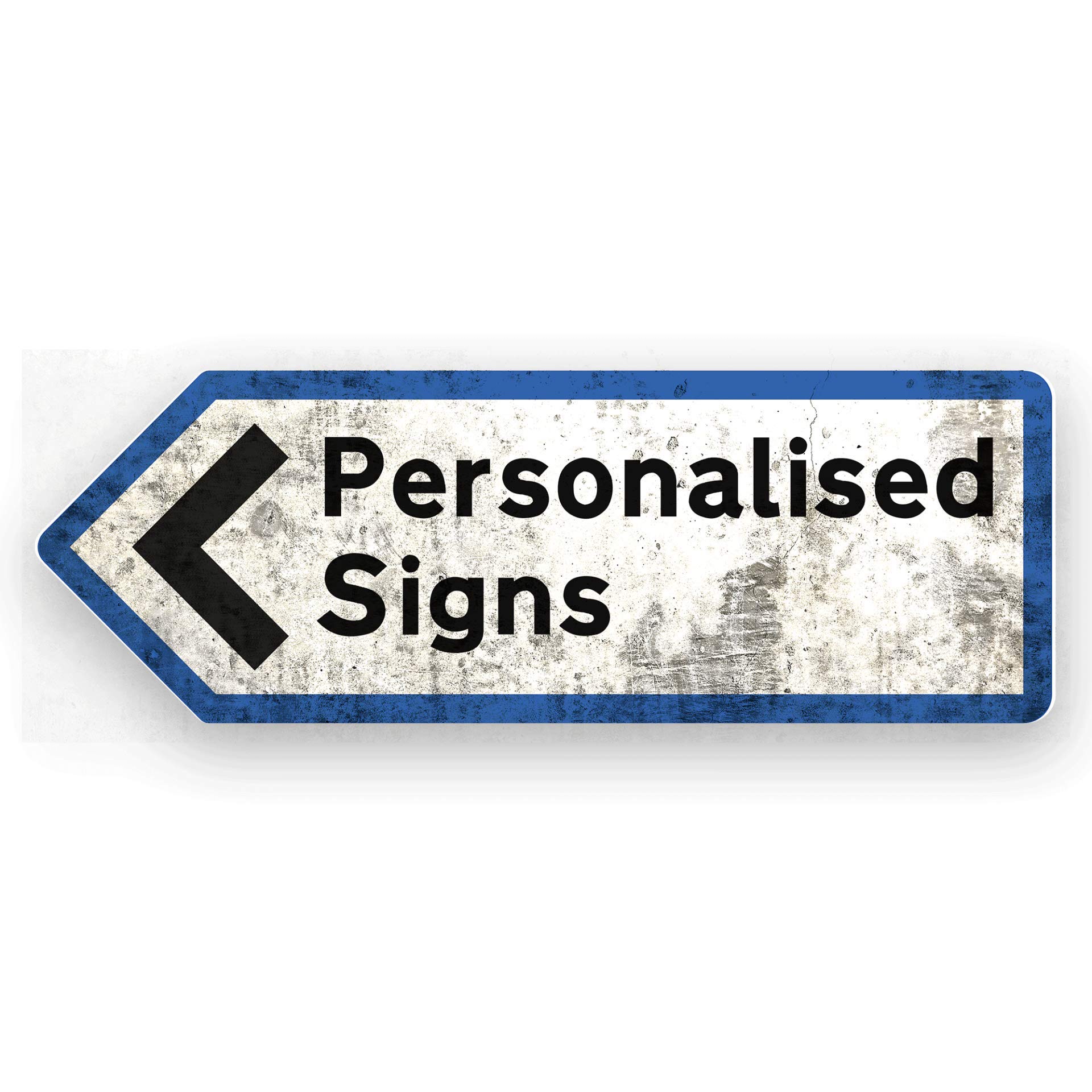 | TOASTED MERCH | Personalised UK Direction Arrow Signs (Blue) | Left Orientation – Metal Wall Sign Plaque | British Road Novelty Gift