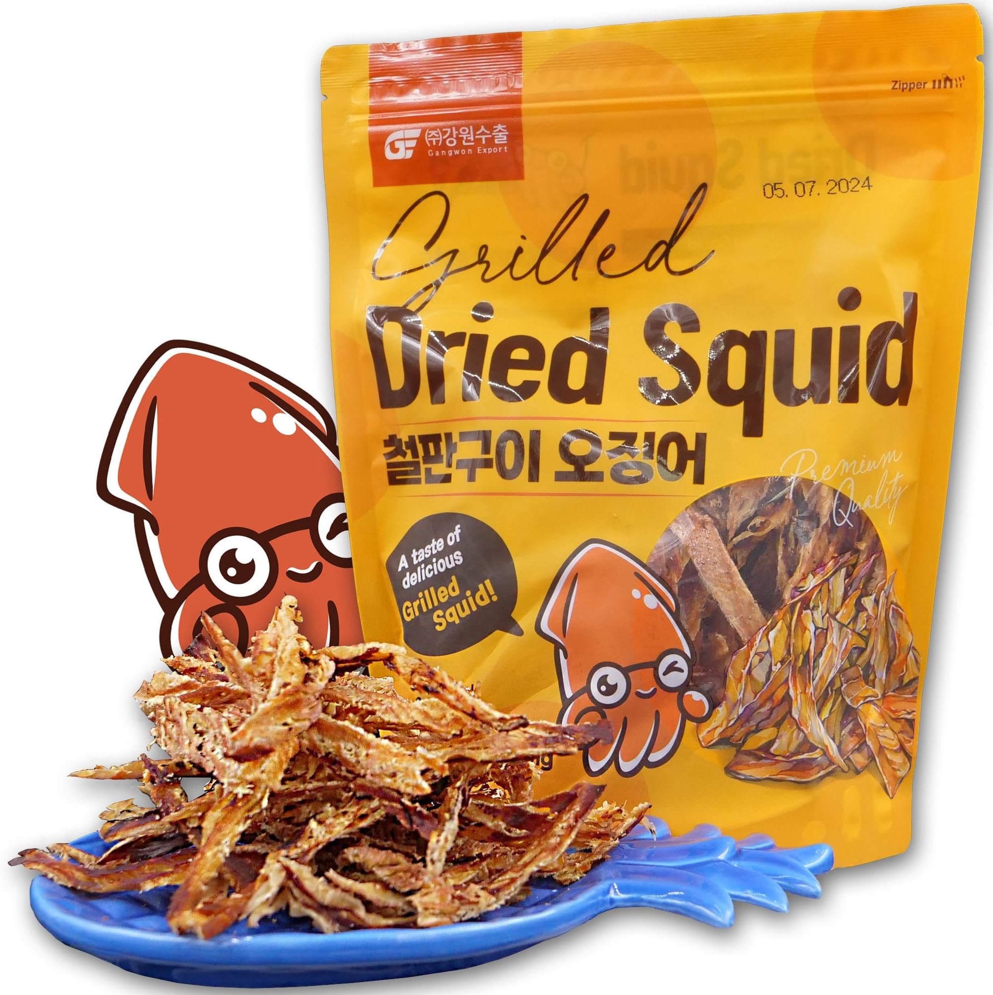 Savory Dried Squid Snack [9.17oz Bag] – Sliced Grilled Squid Jerky for Adults & Kids – 11g Protein Per Serving – Perfect for Snacking – Resealable Bag – Authentic Korean Snack by Gangwon Export