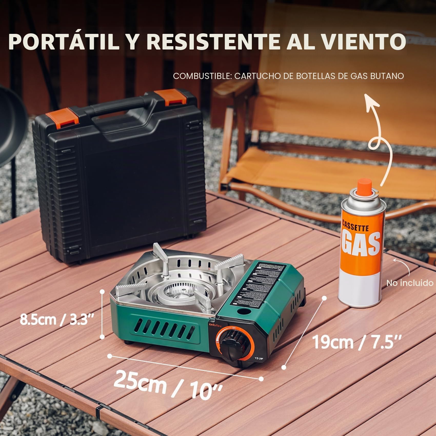 onlyfire Mini Hornillo de Camping con Maletín de Transporte, Hornillo Portátil de Gas para Camping, Senderismo, Viaje en Autocaravana, Desayuno, Diseño de Quemador Hundido Resistente al Viento, 2000W