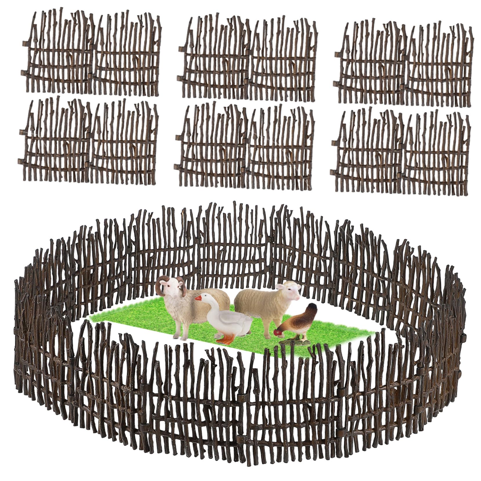 TOYANDONA de Vallas de Juguete y Material PVC para Animales de Granja Apariencia Realista Juego de 40 Piezas Accesorio Adecuado para Construcciones de Granja