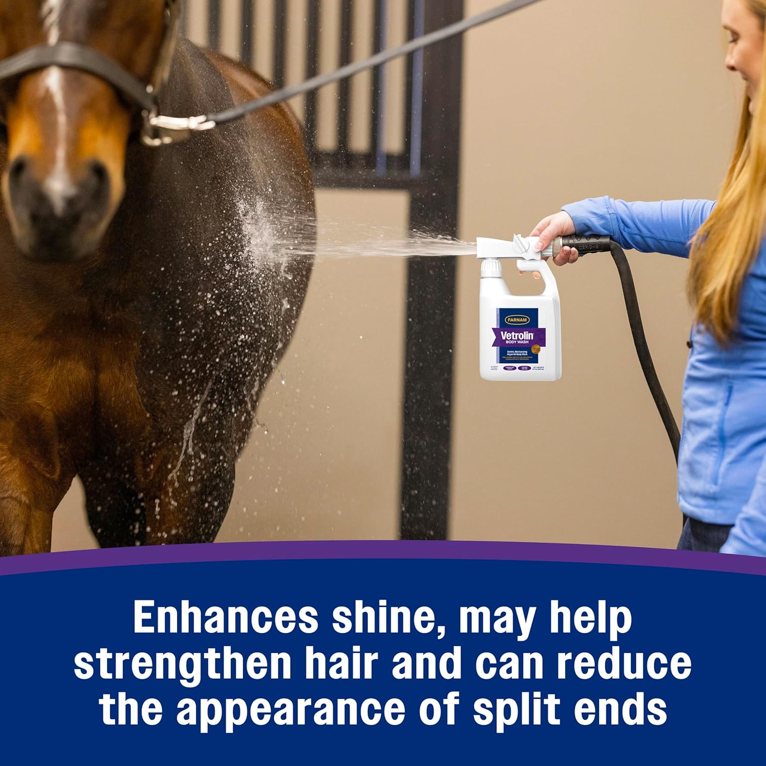 Farnam Vetrolin Body Wash, Time-Saving with No Scrubbing, Gentle and Moisturizing with Argan Oil, Soothes Dry Skin, for Horses and Dogs, 32 fl oz. (Pack of 2)