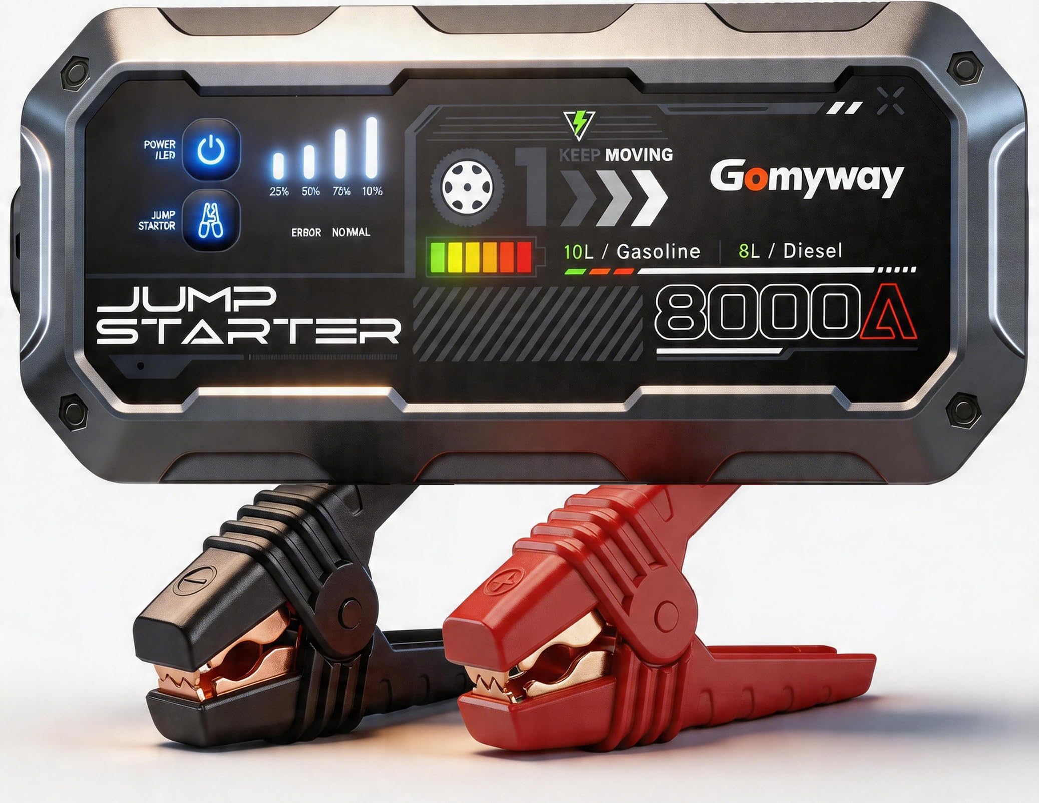 Booster Avviamento Auto 8000A Portatile Avviatore di Batteria Auto/Moto/Motoscafo(fino a ALL Gas/10.0L Diesel), 12V Avviatore di emergenza per Auto (Grigio scuro)