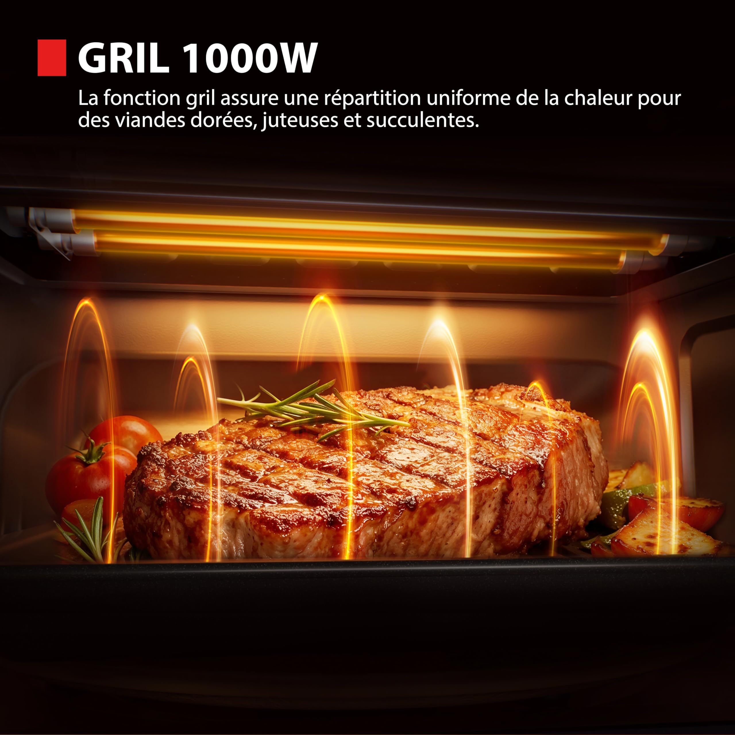 Toshiba Four micro-ondes Posable MW3-EG23PE(BK) avec grill, 23 L, 800 W, grill 1000 W,10 niveaux de puissance, fonction Chef Defrost, menu automatique, facile à nettoyer, noire