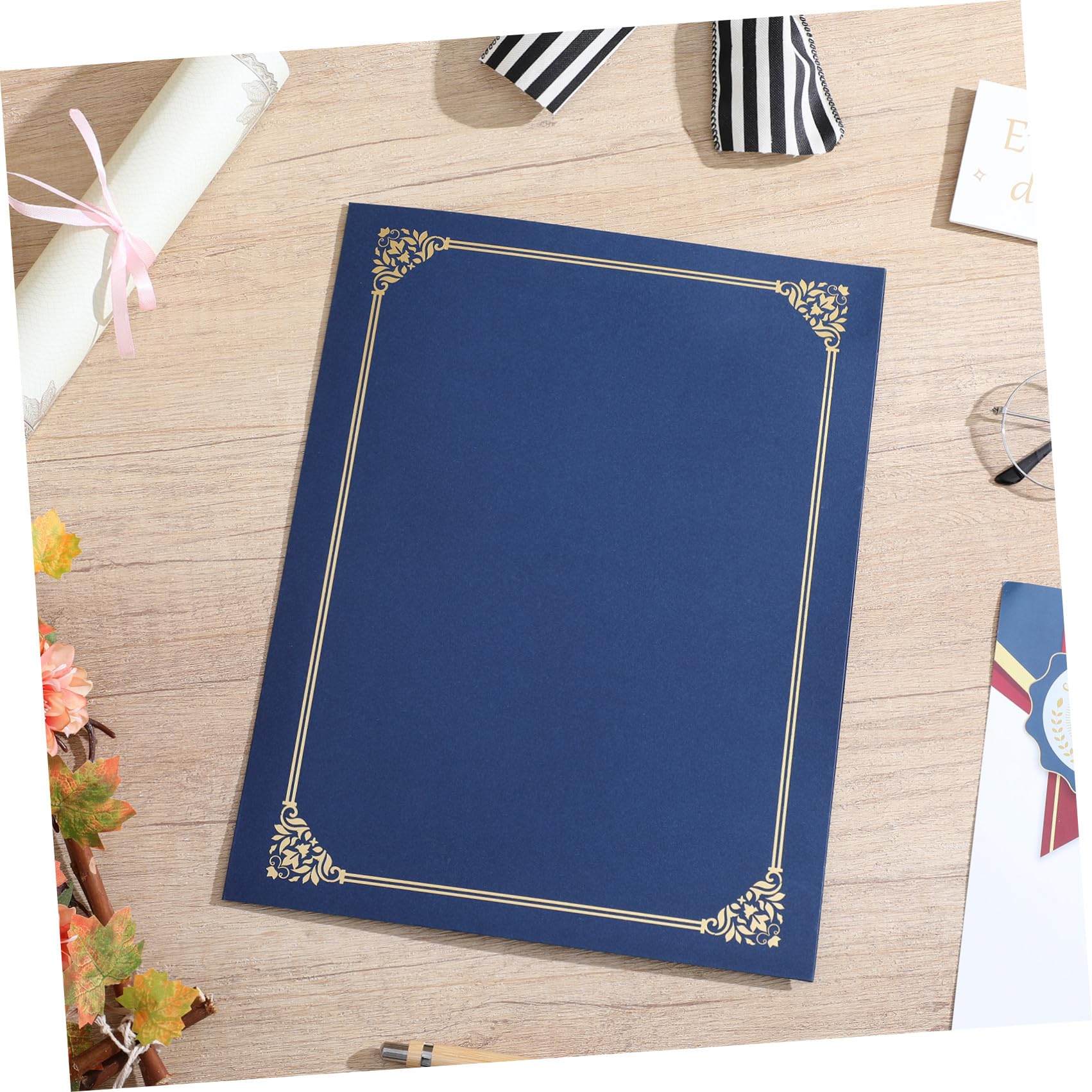 Hemobllo Copertine per Certificati, Award Display Folder, Carta, Bordo in Lamina d'Oro, 30 Pezzi, Fits Standard Certificates, Protezione per Diploma, Formato 8,5 x 11, per Scuola