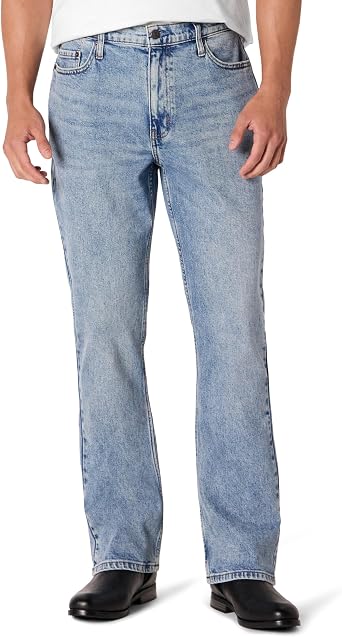 Amazon Essentials Mens Heavyweight Low Stretch Denim Straight-Fit Bootcut Jean