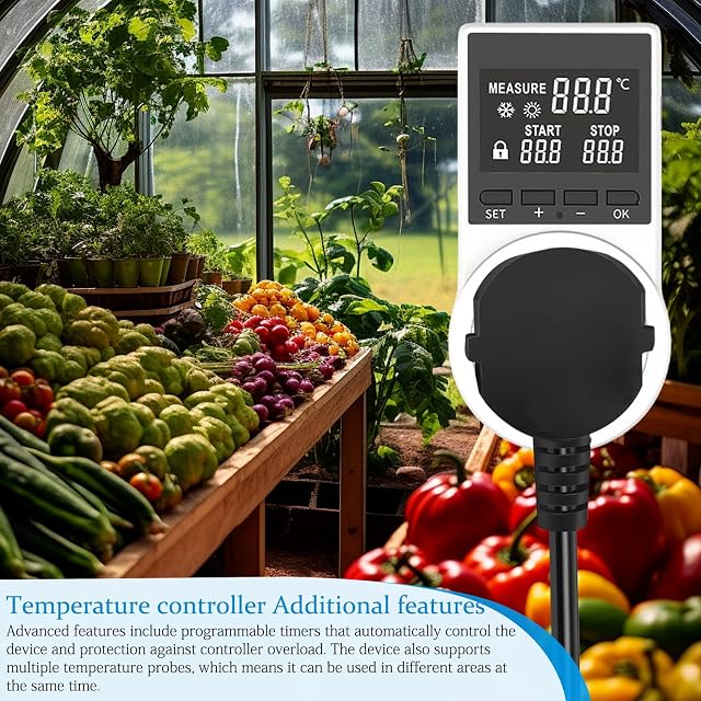 Foto 6 de 7 de WIYETY Regulador de Temperatura 230V con Sonda: Termostato Digital con Enchufe con Pantalla LCD