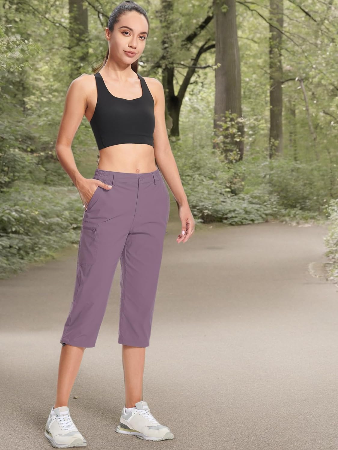 MAGCOMSEN Women's Hiking Capris Pants Cargo Lightweight Stretch Water Resistant Joggers with 5 Pockets for Outdoor - Image 10