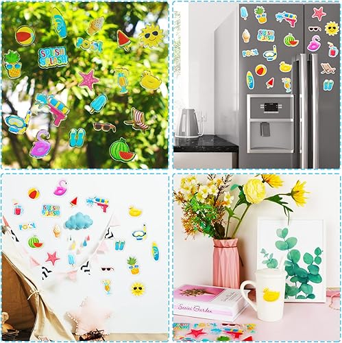 Miniatura 7 de 20 calcomanías de gel grueso para fiestas de playa, piscina, ventana, calcomanías de gel para niños, niños pequeños y adultos, hogar, avión, aula,