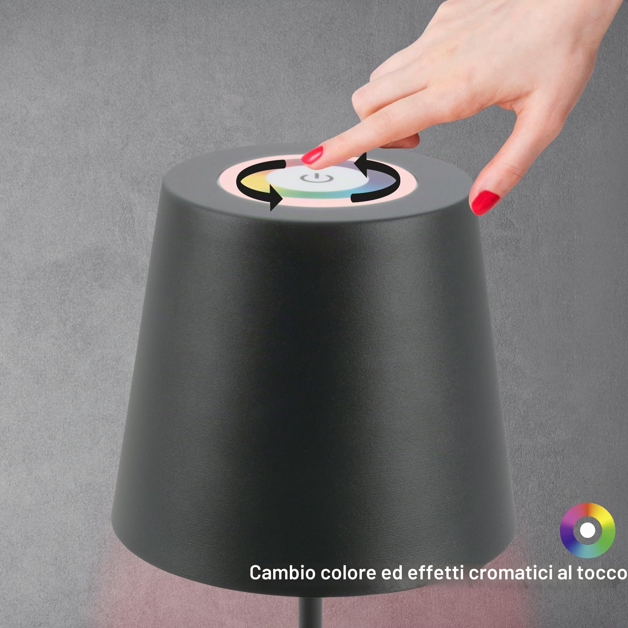 Briloner - Lampada da tavolo LED senza fili con touch, luce RGB+W colorata, regolabile in altezza, lampada da comodino, lampada da lettura, lampada da tavolo, da esterno, 36x10,5 cm, colore antracite
