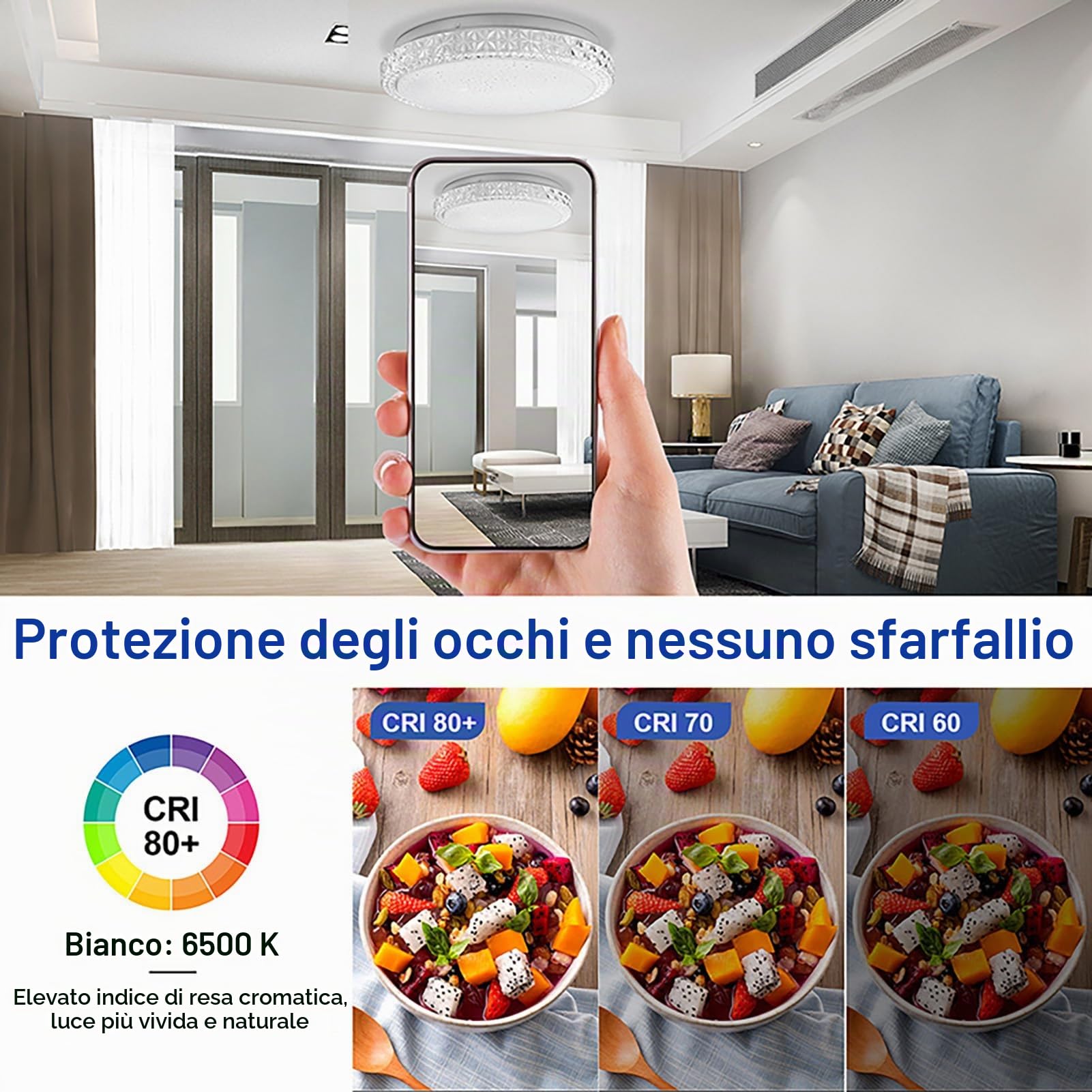 Plafoniera LED Soffitto 18W, 6500K Bianco Fredda Lampada da Soffitto, 1800LM Lampadario Moderno, Ø29cm Plafoniera LED Rotonda, Lampada per Camera da Letto Cucina Soggiorno Balcone Ufficio