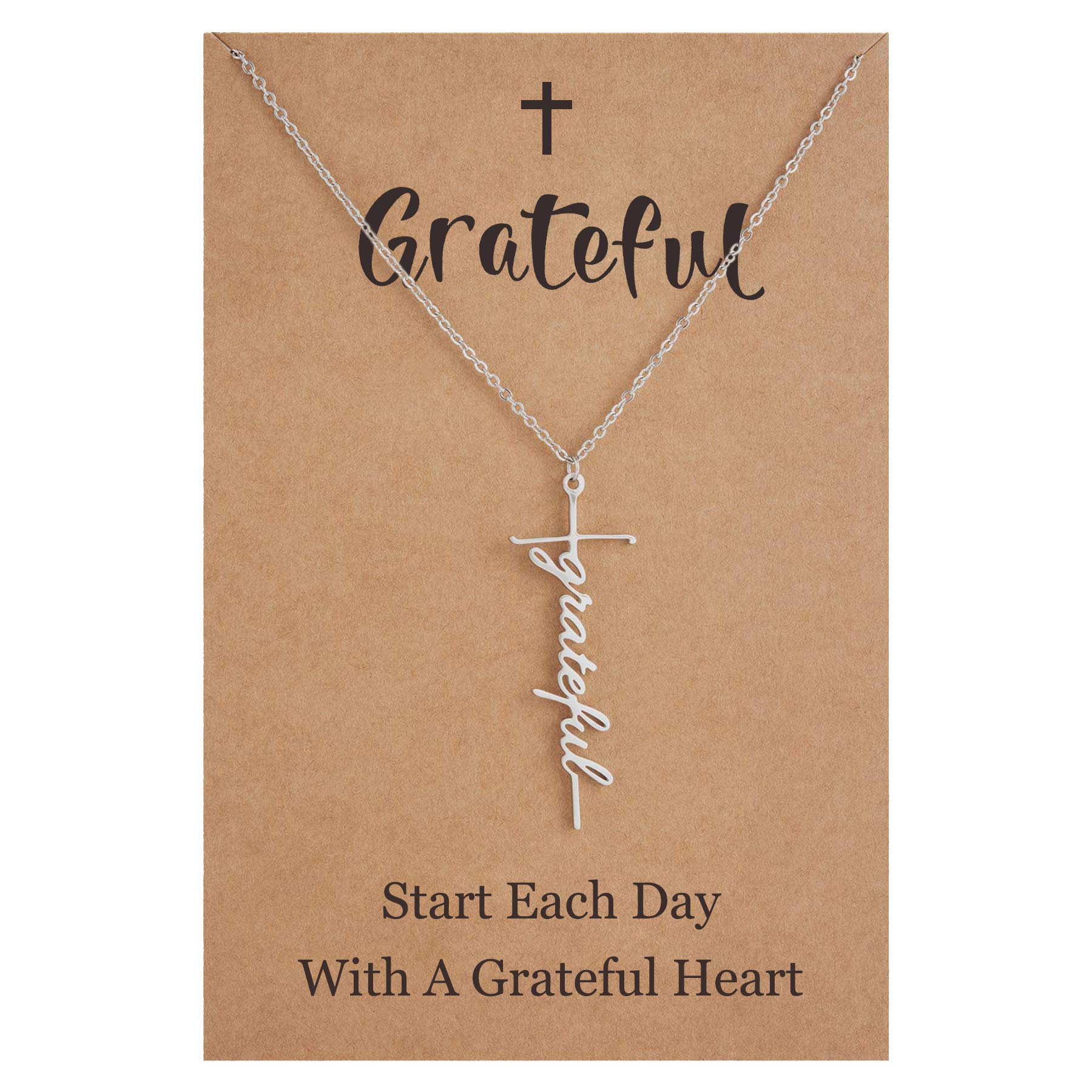 SANNYRA Gold Cross Necklaces for Women, Faith Warrior Bestie Grace Hope Family Necklaces for Mom Womens, 14K Gold Silver Plated Stainless Steel