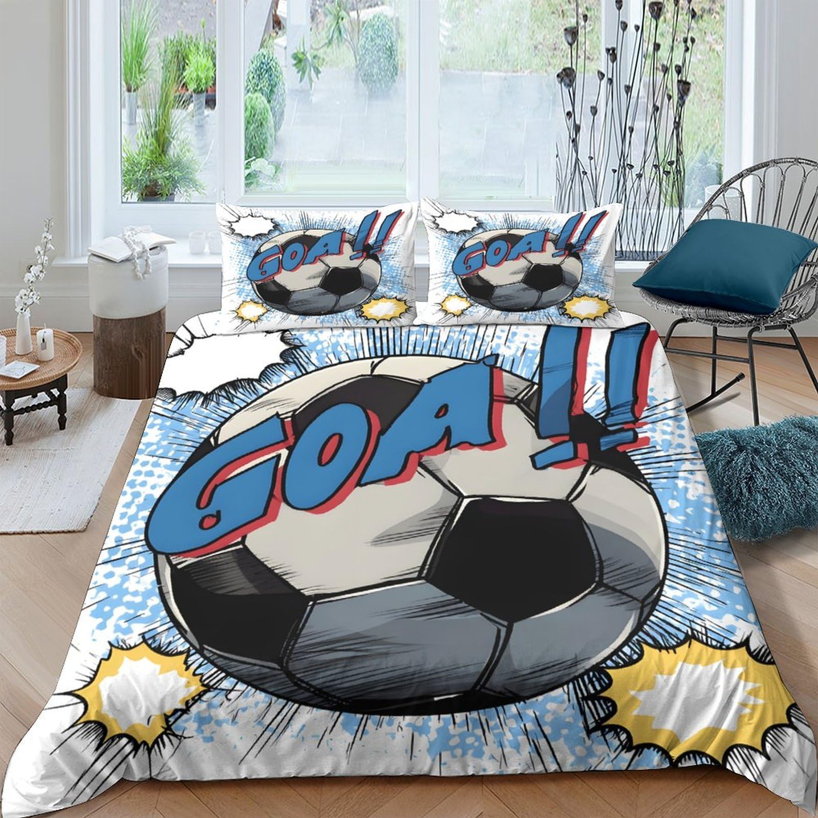 Ctjqhvkz Style-6 3D Printed Comic Soccer Fitted Sheet Microfiber Soft Breathable Graffiti Football Mattress Cover For Bedroom Decor Single（135X200cm）