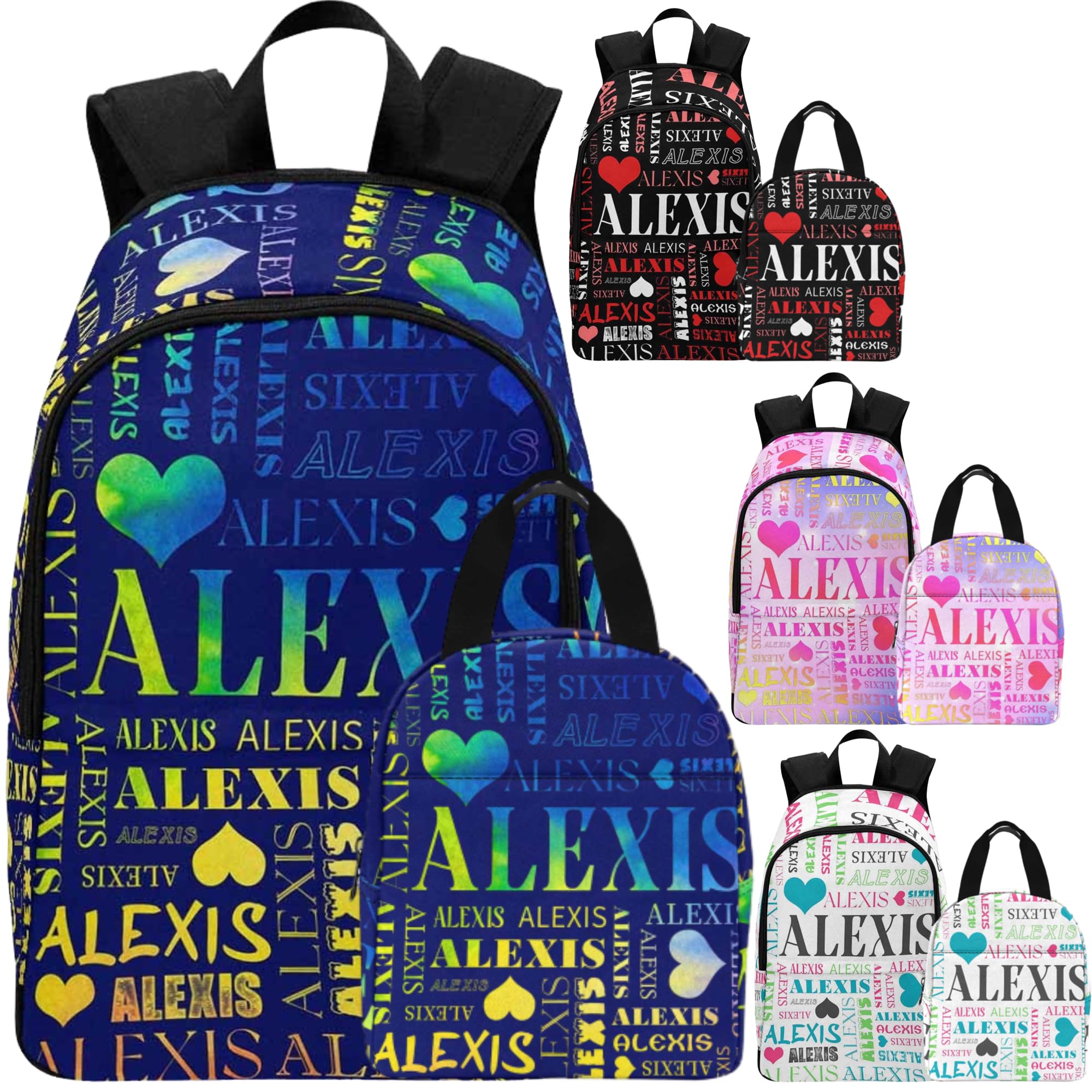 Tuskartro Custom School Backpack for Girls, Personalized Kids Backpack with Lunch Box Sets, Custom Backpacks for Boys